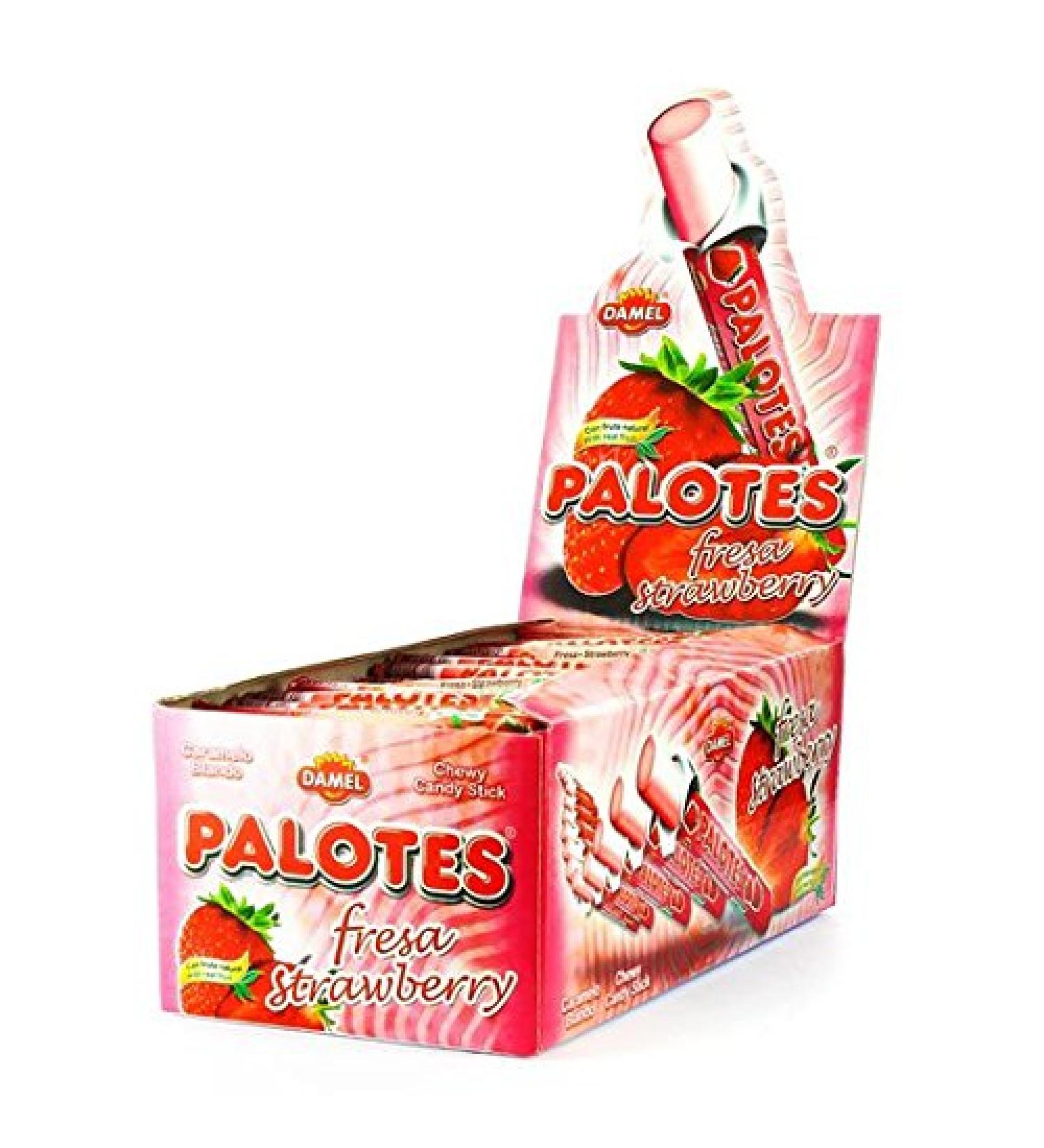 Damel - Caramelo palote de fresa box 1.2 kg (200 unid aprox)