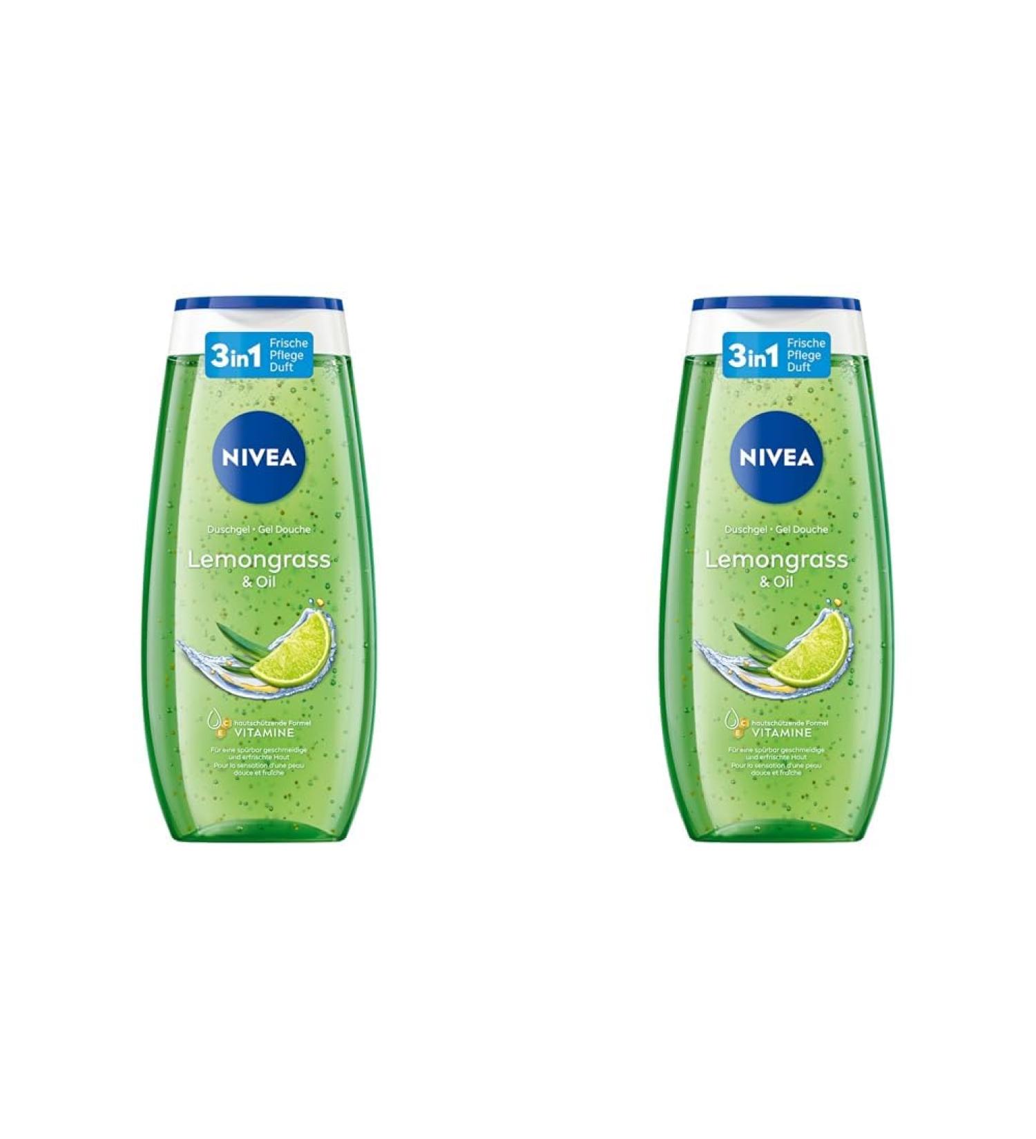 Nivea Lemongrass & Oil Shower Gel 250ml - pH Neutral Care Nourishing Oil Beads Invigorating Fragrance (Pack of 2) - Shop Internationally! - Buy Online on GoSupps.com