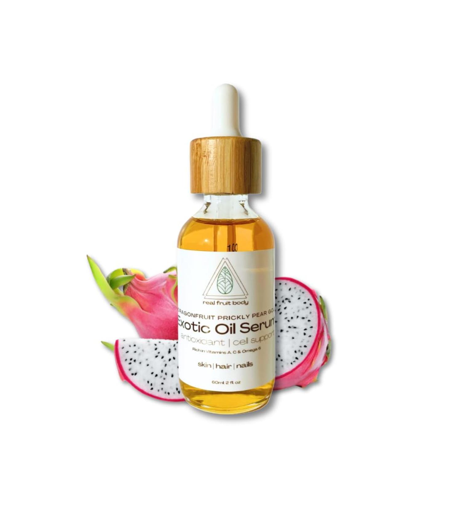 Real Fruit Body Dragonfruit Prickly Pear Goji Exotic Oil Serum - 100% Pure and Natural Vegan Leaping Bunny Certified Cruelty Free - 2 fl ounce | 60 ml 2 Fl Oz (Pack of 1) - Buy Online on GoSupps.com