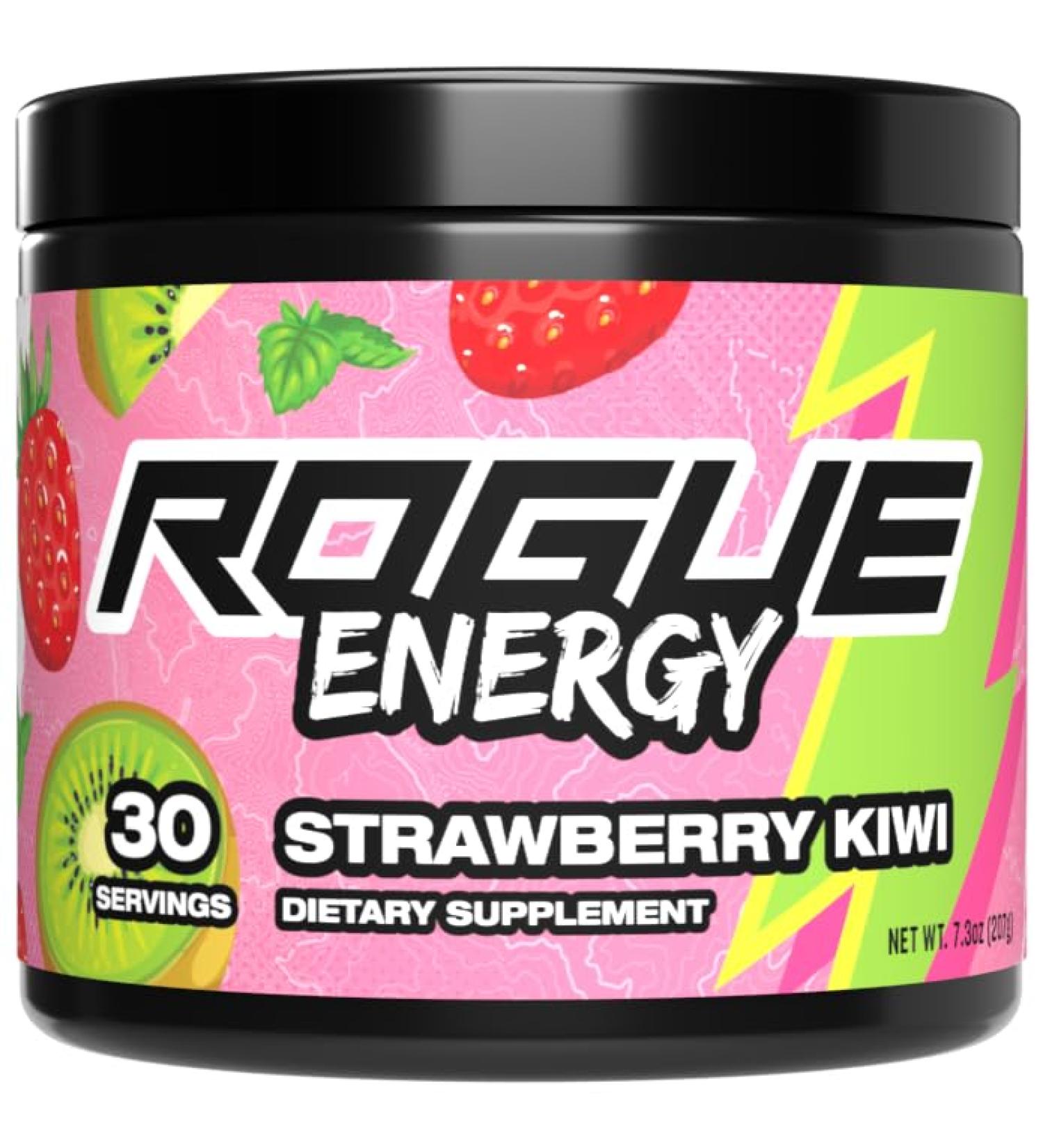 Rogue Energy Drink Powder - Sugar & Gluten Free Gaming Supplement for Mental Focus Caffeine & Vitamins - Strawberry Kiwi Flavor (30 Servings) - Ships Internationally - Buy Online on GoSupps.com