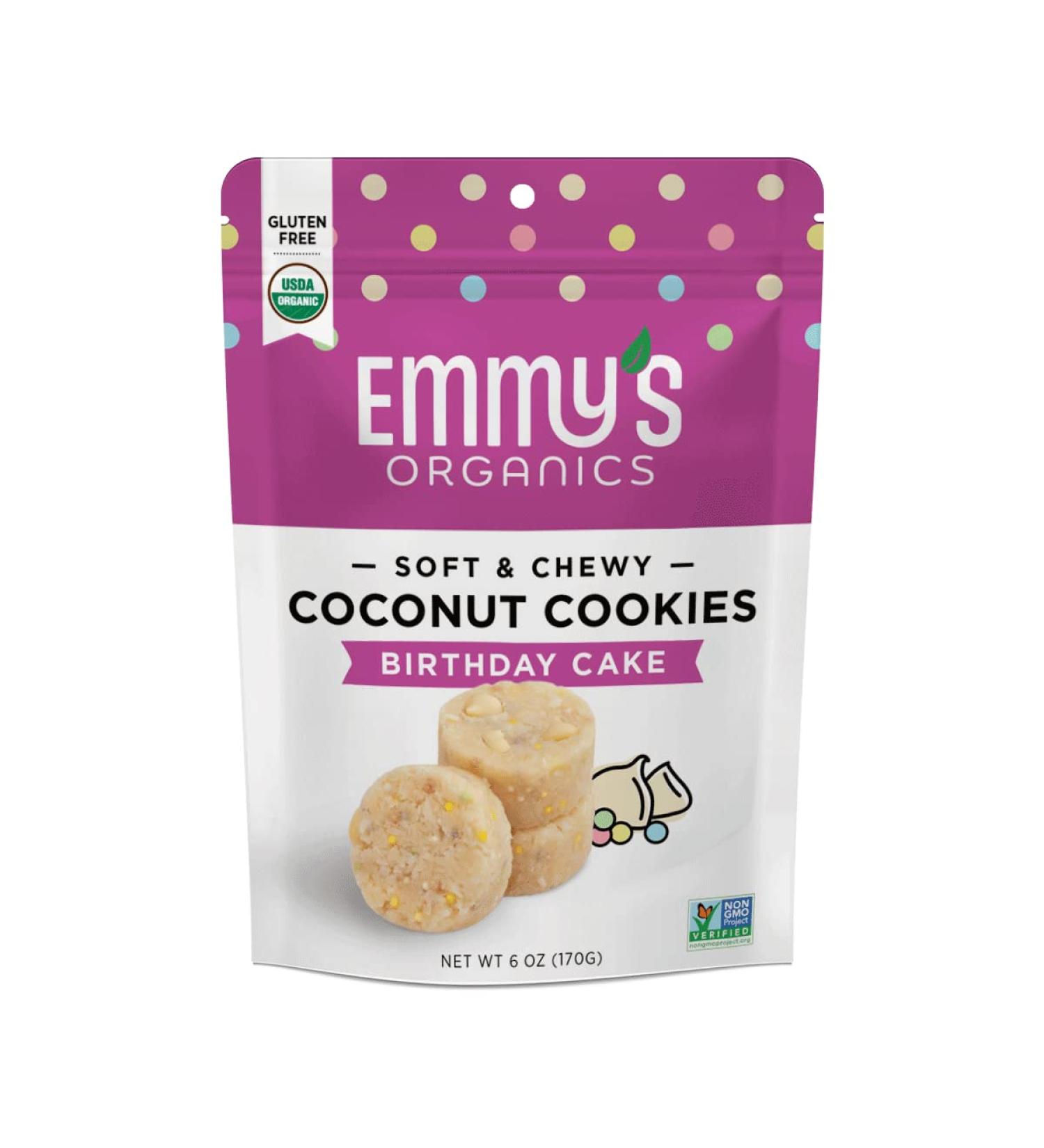 Emmy's Organics Coconut Cookies - Birthday Cake Flavor | Gluten-Free, Organic, Vegan, Paleo-Friendly - Buy Online on GoSupps.com