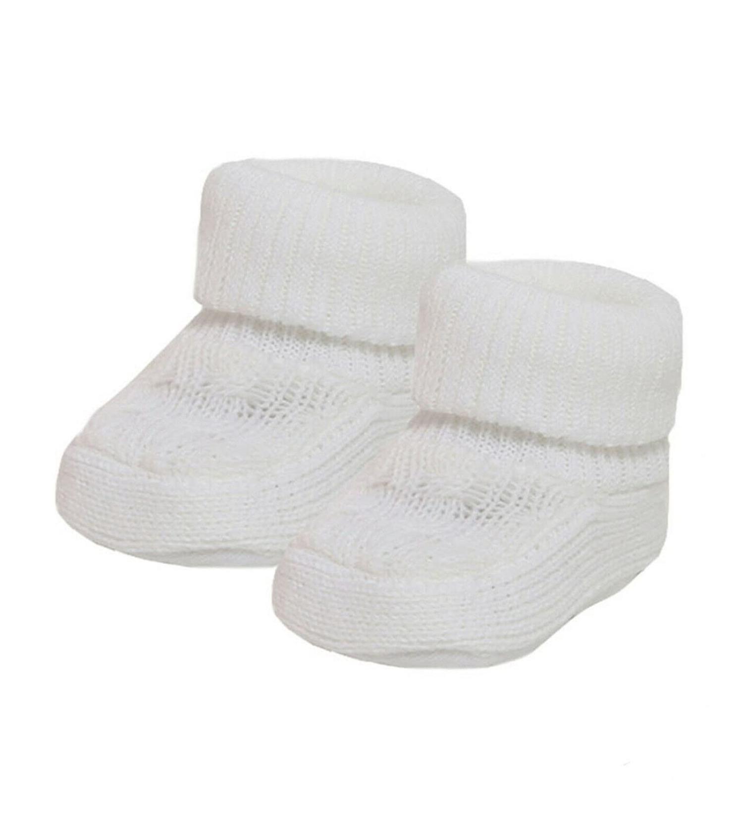 Royal Icon Baby Booties 0-3 Months Warm and Safe Baby Slippers Newborn Booties for Babies Baby Boys Girls Boots Soft Stylish Booties Ri403 0 Months White