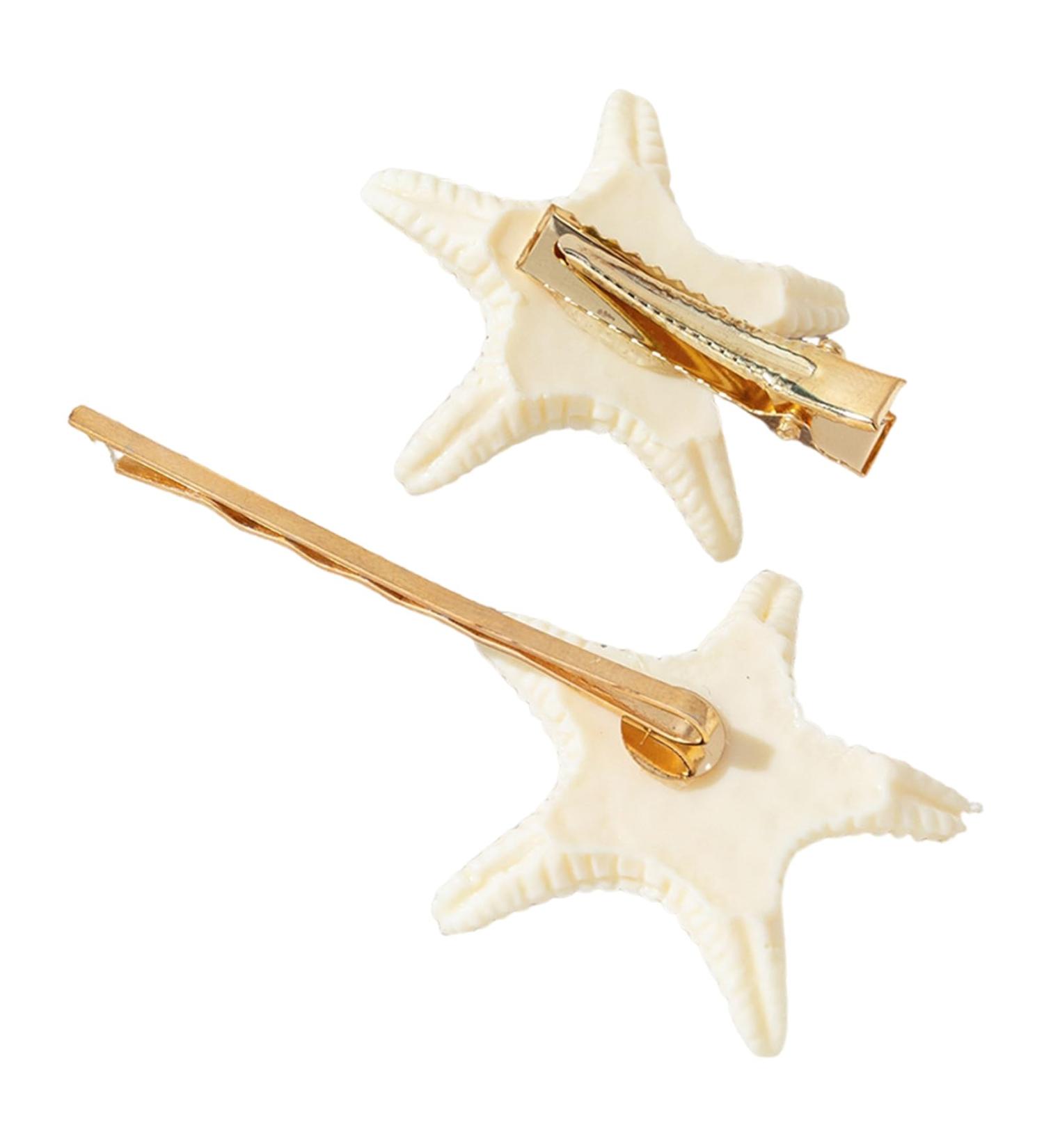 Hair Ornaments 2 Pcs Starfish Hairpin Natural Seashell Vintage Anti-slip Stainless Side Clip Exquisite Lightweight Lady Hair Organization Beige - Buy Online on GoSupps.com