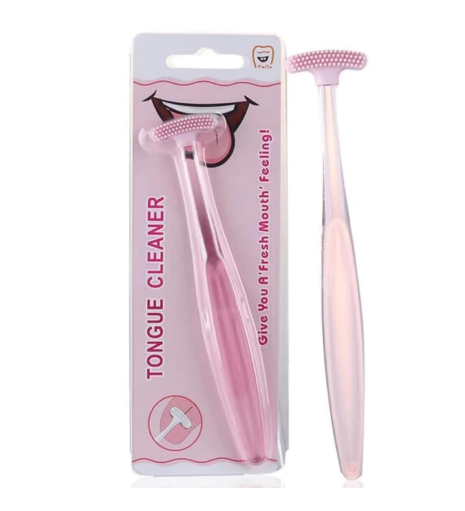 Soft Silicone Tongue Brush - Pink Rose | Effective Oral Cleaning Brush for Fresh Breath & Tongue Care - International Shipping Available - Buy Online on GoSupps.com