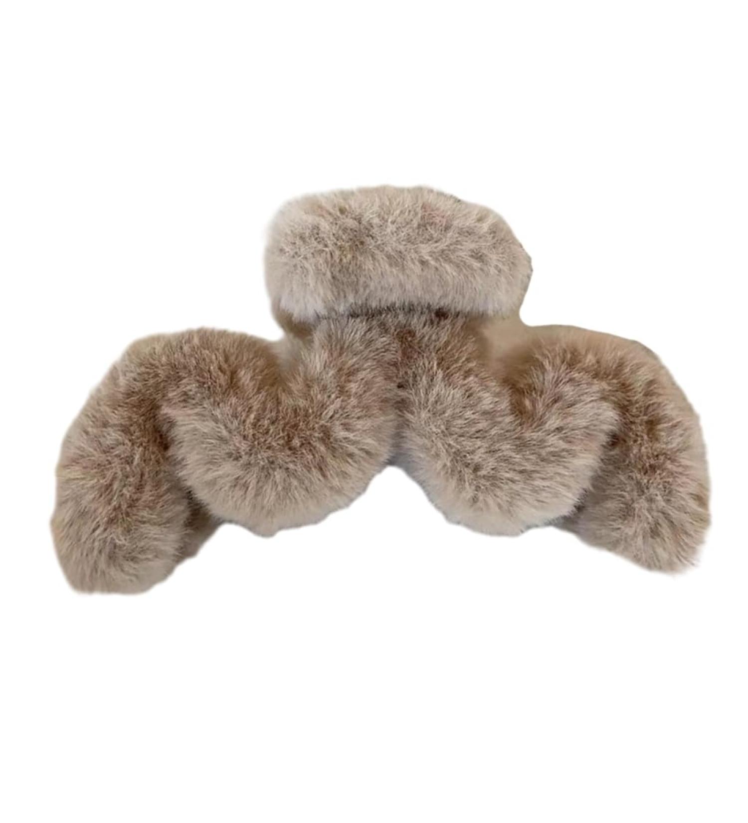 xbiez Wavelike Shape Hair Claw Clip for Women Big Hair Clip Hair Banana Jaw Clamp Plush Hair Grab Female Winter Hair Ornament Coffee color - Buy Online on GoSupps.com