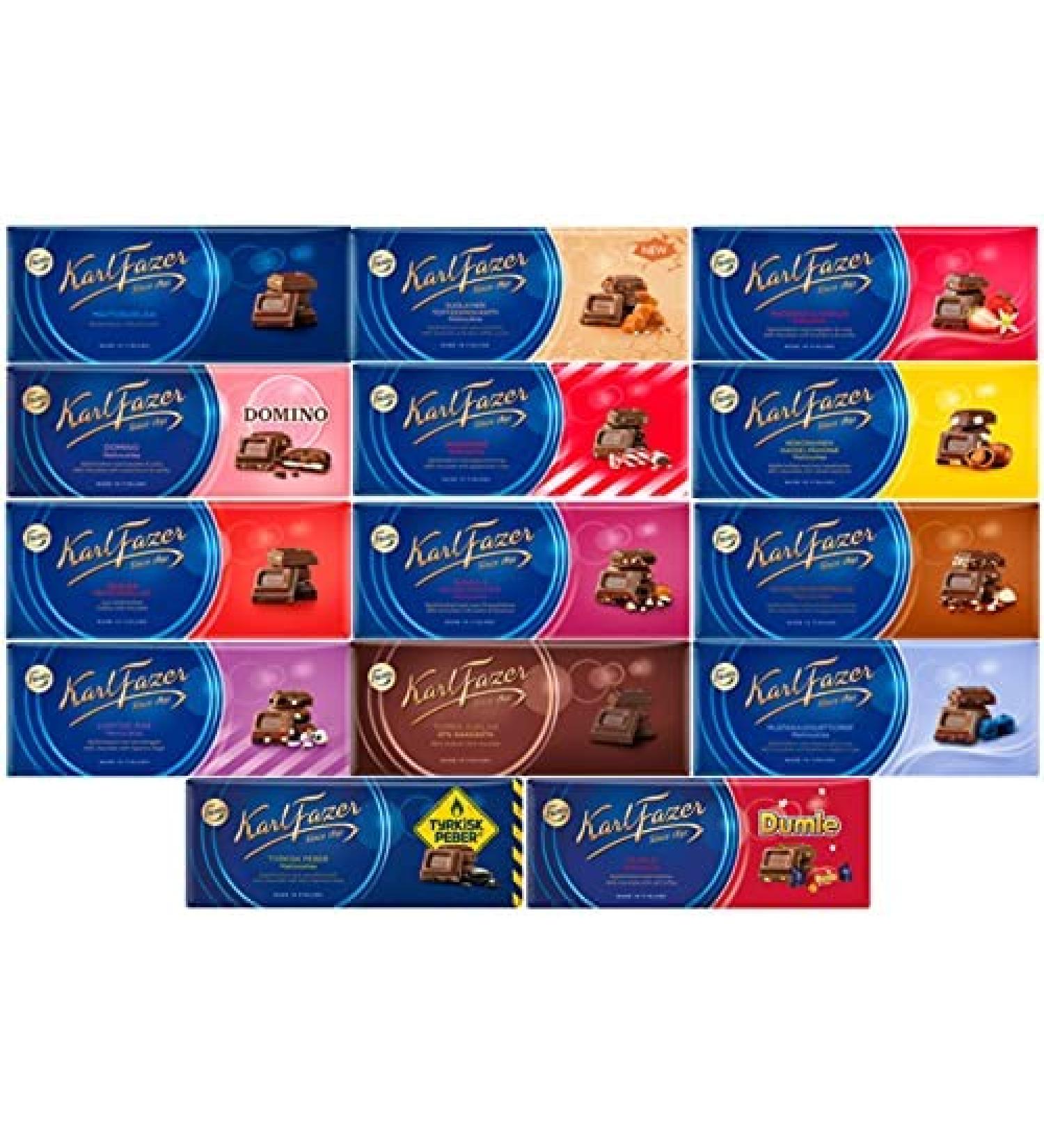 Karl Fazer Chocolat 180 g-200 g (lot de 10) Choisissez 10 barres parmi 14 saveurs - Buy Online on GoSupps.com