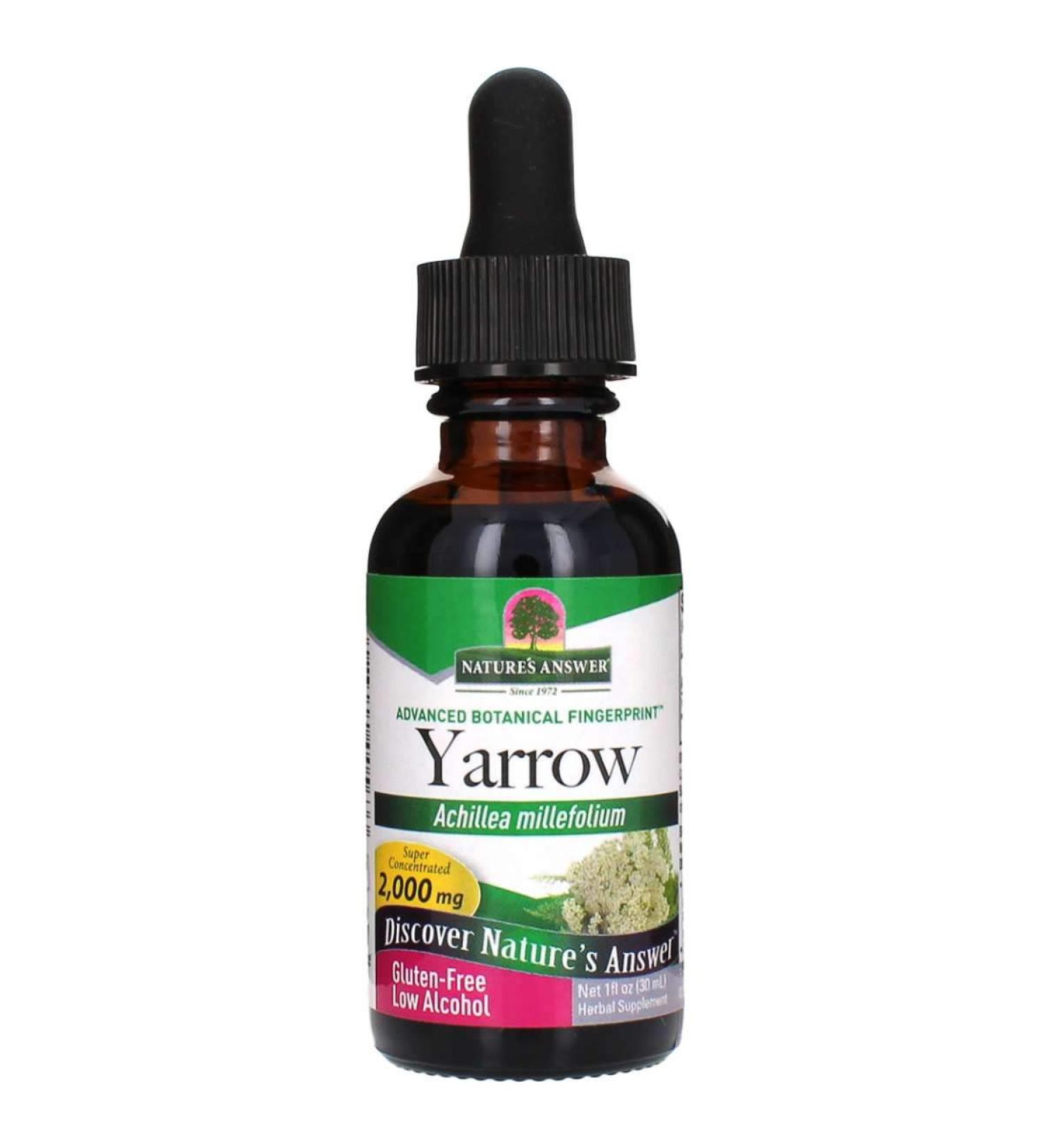 Nature's Answer Yarrow Flowers Dried Herb 1oz | Organic Alcohol | Anti-Inflammatory & Digestive Support - Buy Online on GoSupps.com