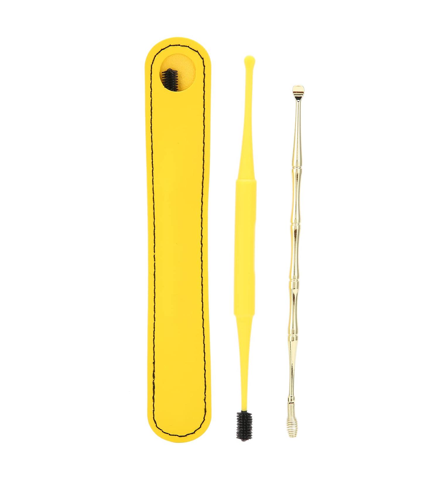 Earwax Removal Kit with Spring Soft Brush and Ear Spoon - Yellow Ear Cleaner Set - Buy Online on GoSupps.com