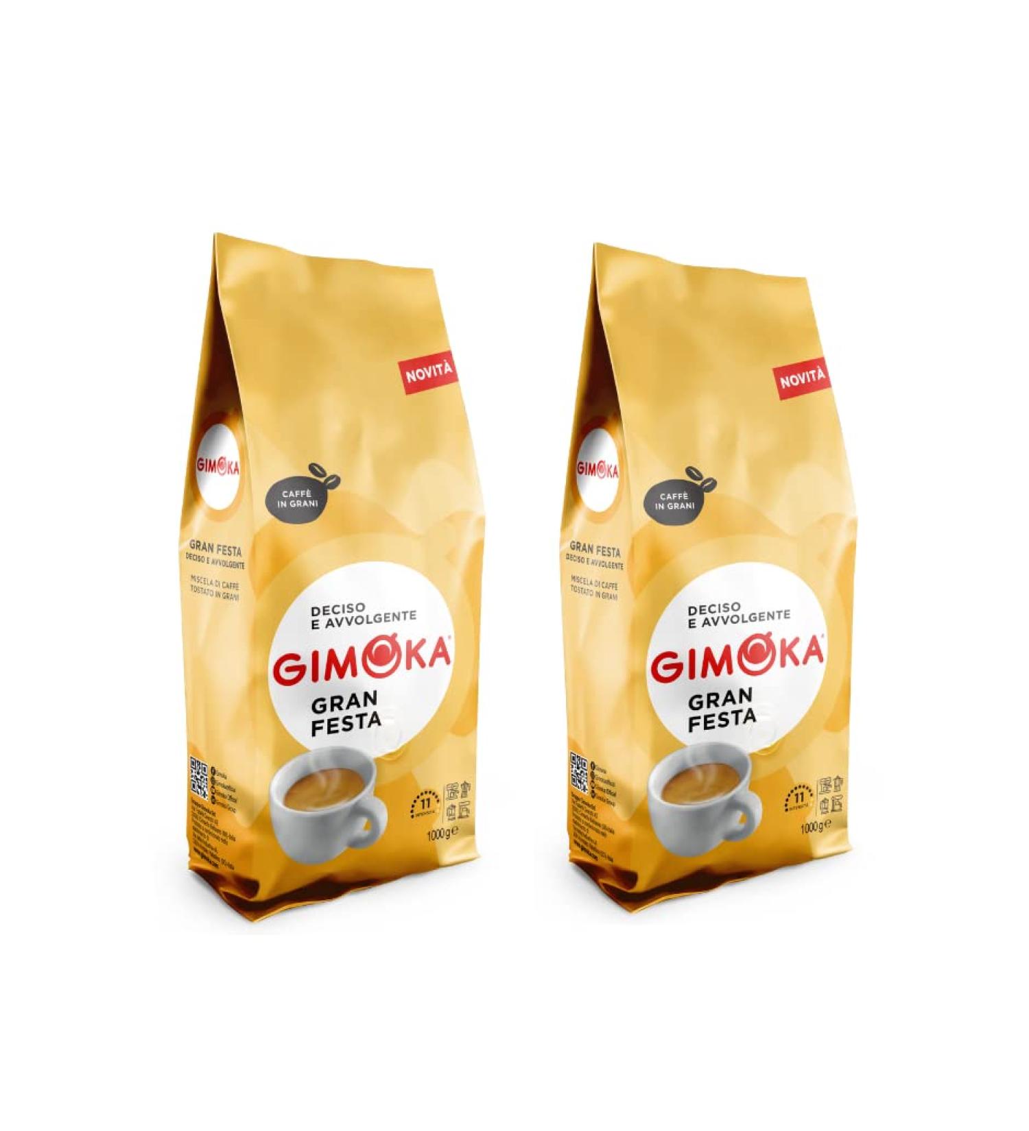 Gimoka Gran Festa Whole Coffee Beans - 2 Kg (2x1 Kg) - Intensity 11 - Authentic Italian Coffee - International Shipping - Buy Online on GoSupps.com