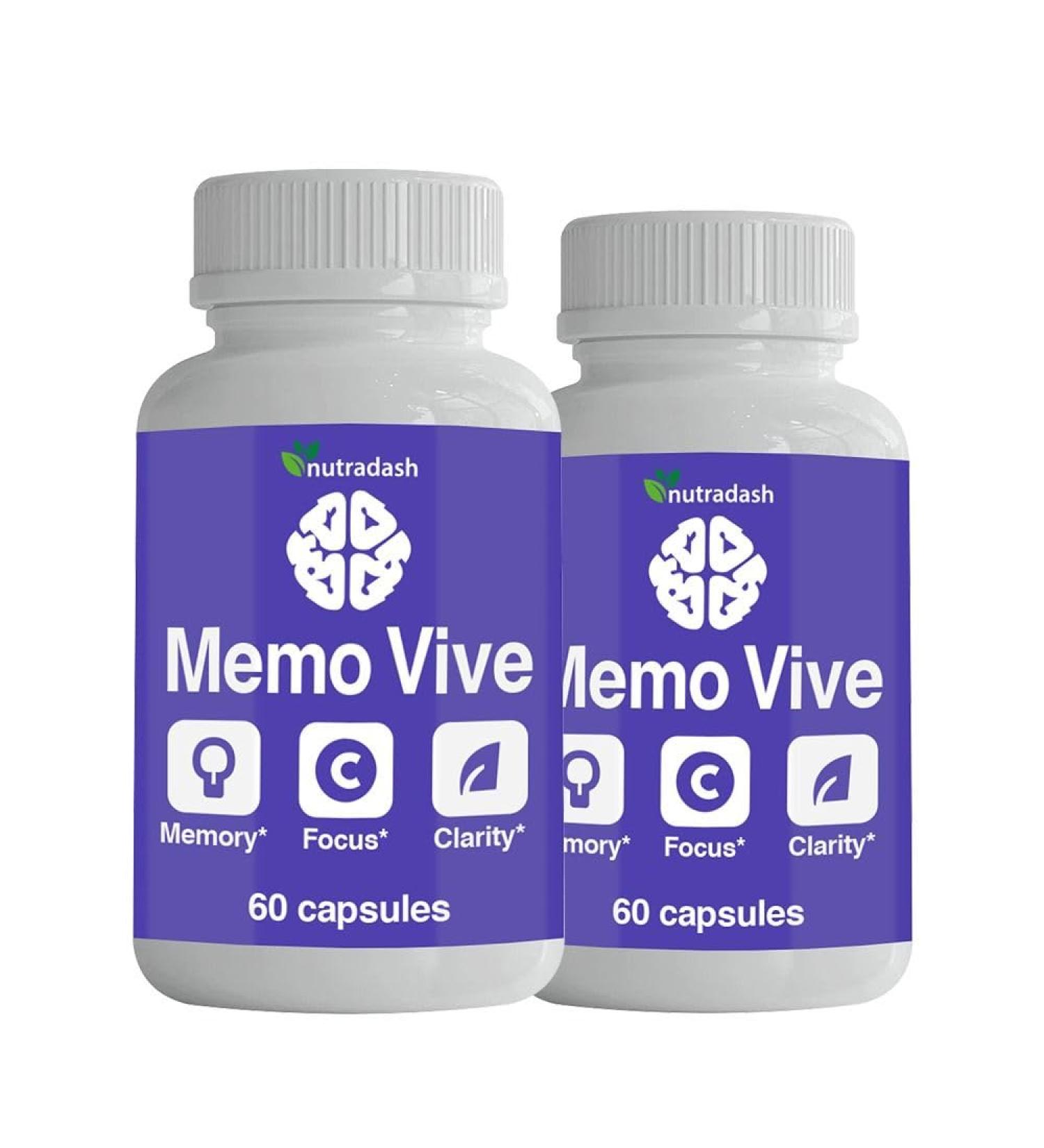 nutradash (2 Pack) Memo Vive Memovive Supplement Memo Vive Pills Memovive Capsules