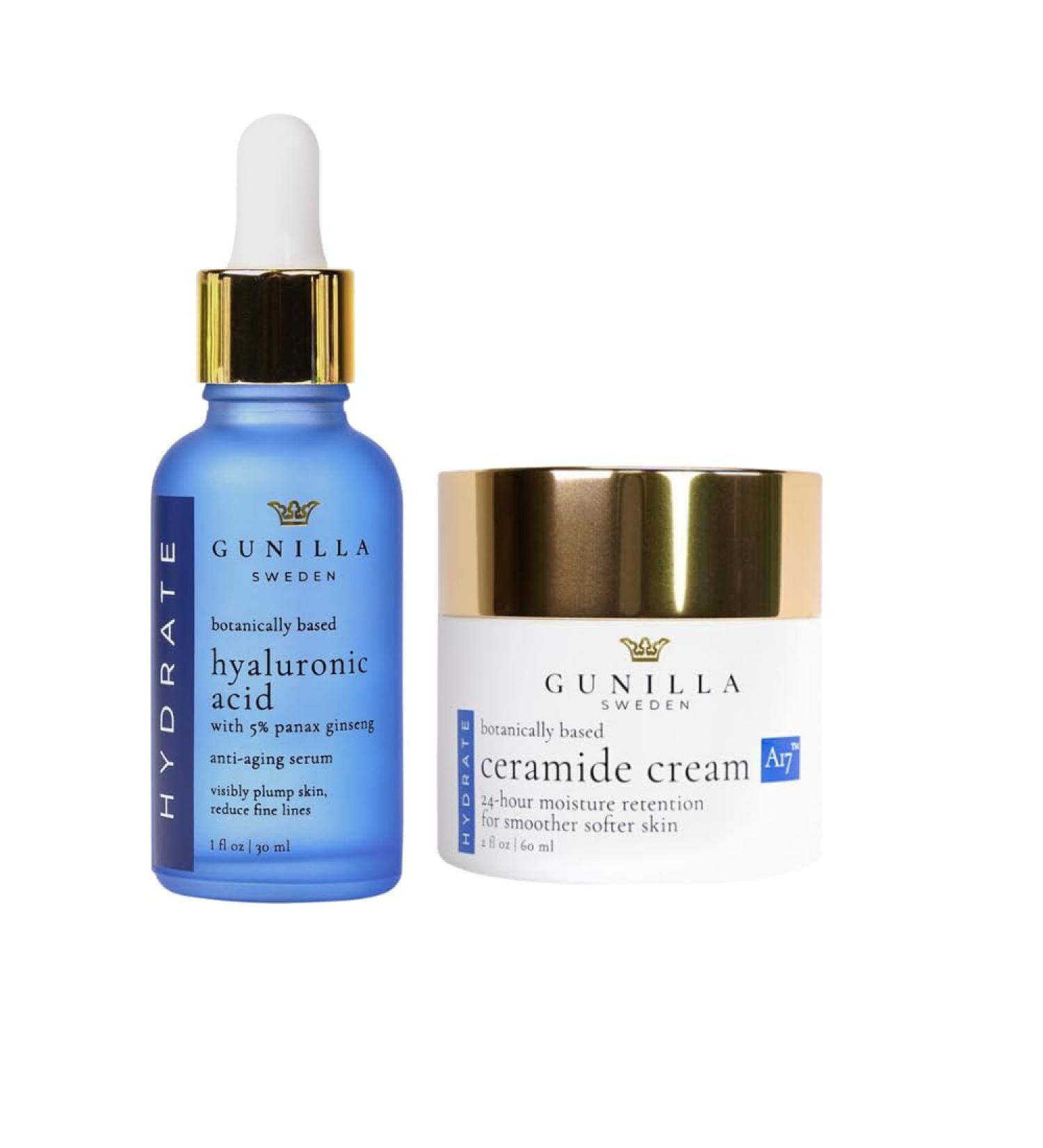 Gunilla of Sweden Hyaluronic Acid Serum & Ceramide Cream Bundle - Buy Online on GoSupps.com