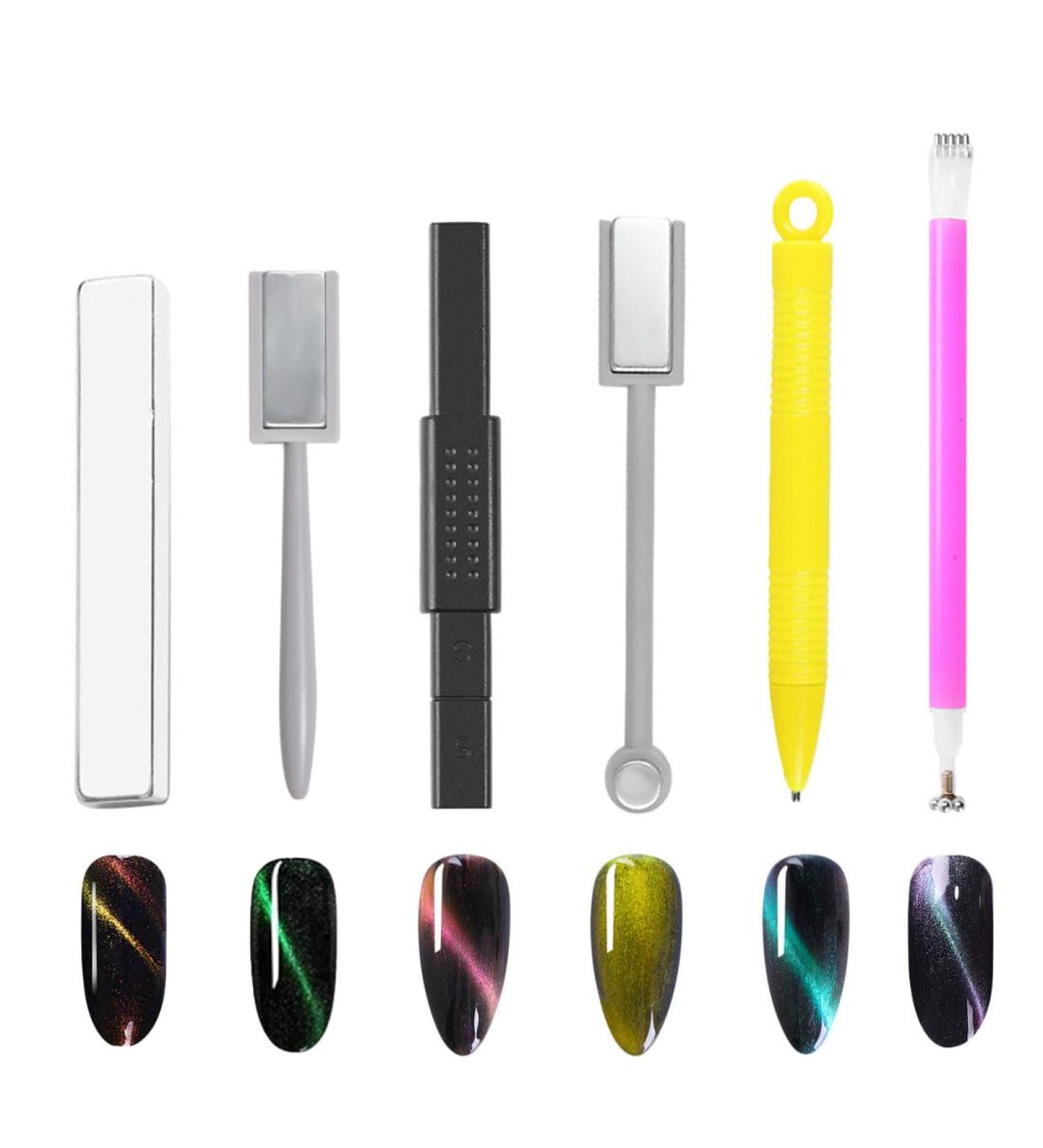 JOCXZI 6 Pcs Magnetic Pen & 3D Magnet Stick Set for Cat Eye Gel Nail Art DIY - Buy Online on GoSupps.com