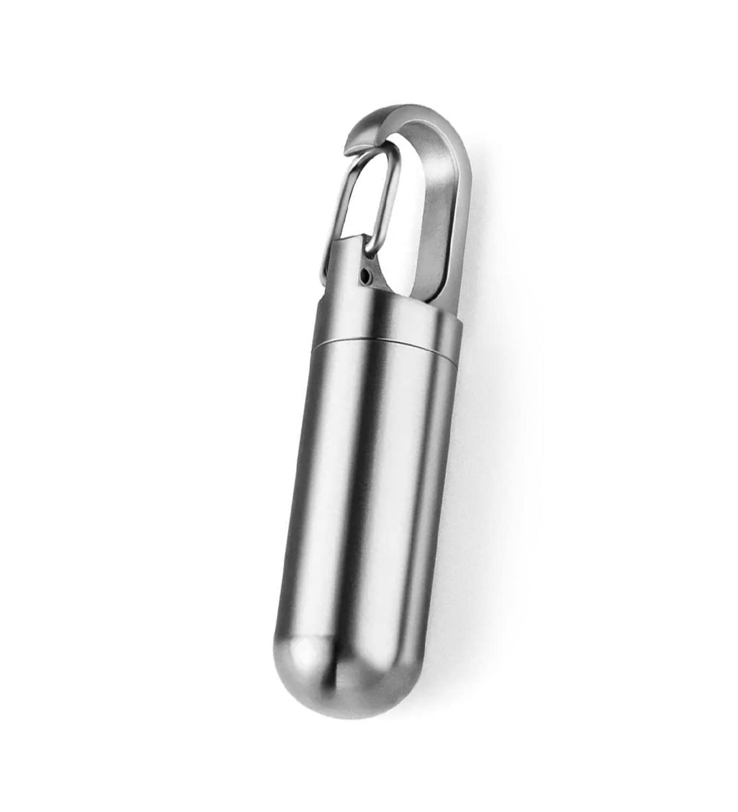 Stainless Steel Pill Holder Keychain with Carabiner Clip | Large Pill Fob for Travel & Daily Use - Buy Online on GoSupps.com