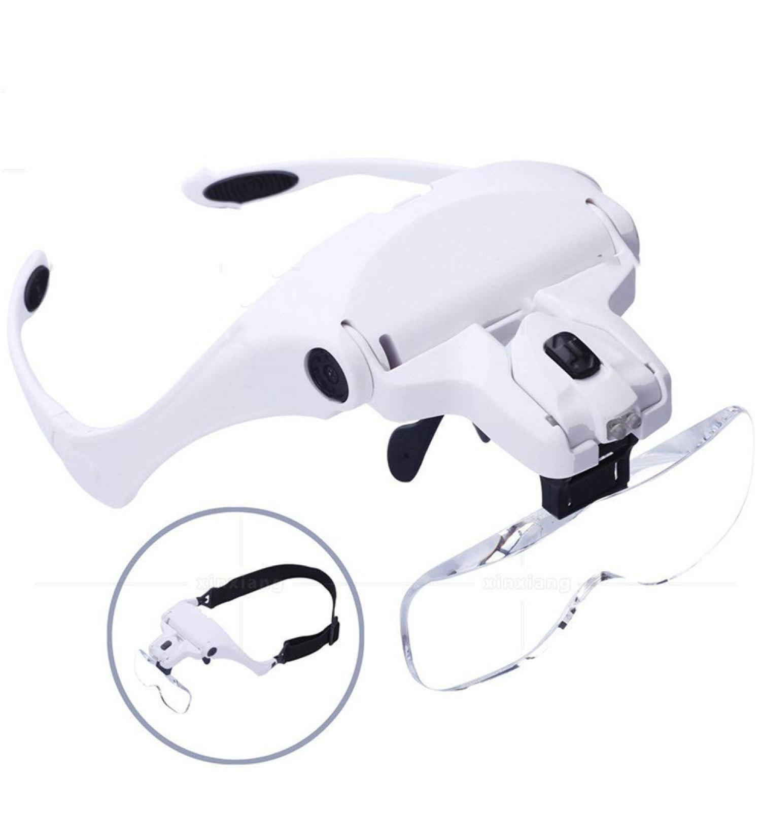 Head-Mounted Magnifier Five Pieces of Five Different Magnification Lenses Two LED Repair Inspection Magnifiers White 1.0X/1.5X/2.0X/2.5X/3.5X Good Times - Buy Online on GoSupps.com