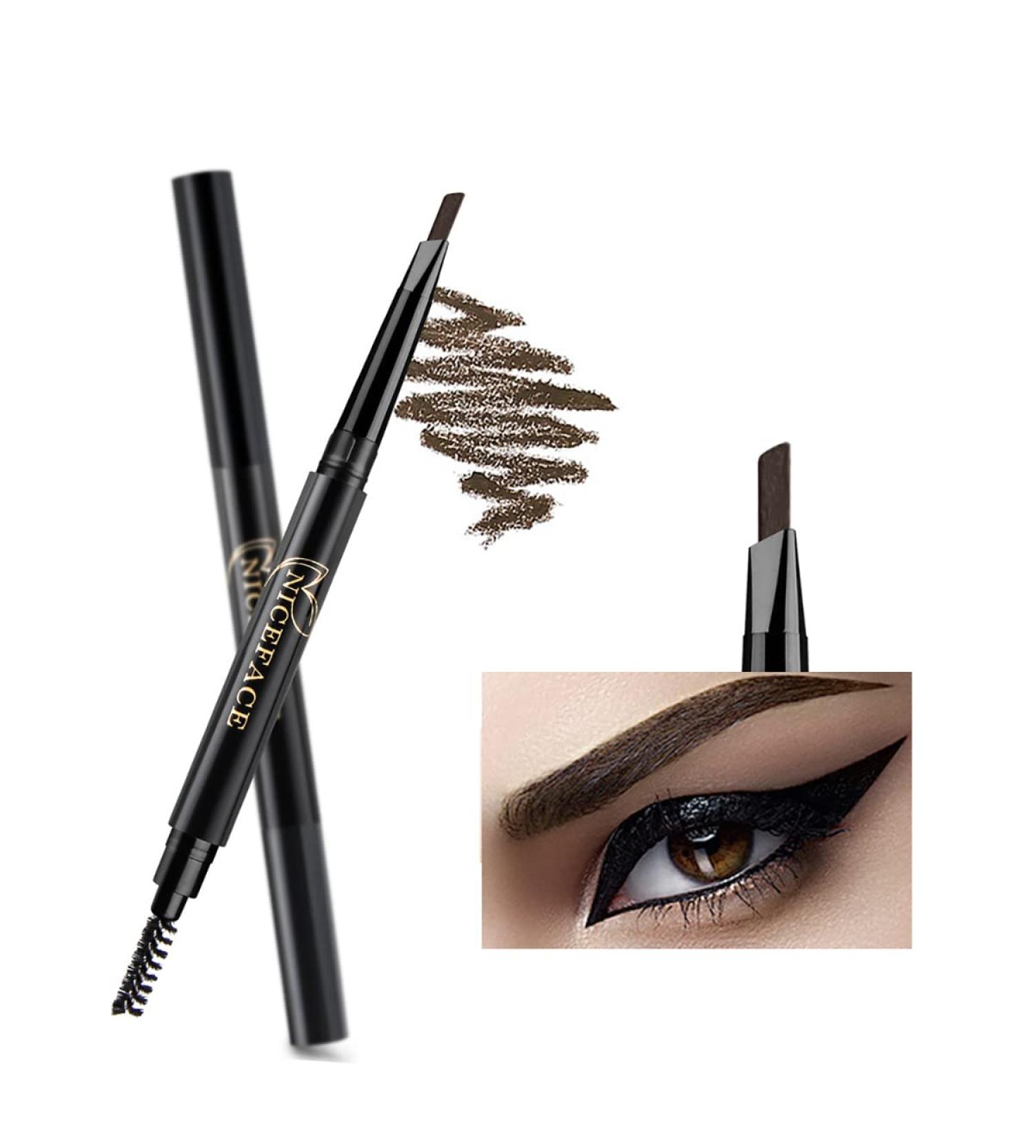 NICEFACE Dark Brown Eyebrow Pencil - Double Ended Precision & Waterproof Brow Makeup | Shop Internationally - Buy Online on GoSupps.com