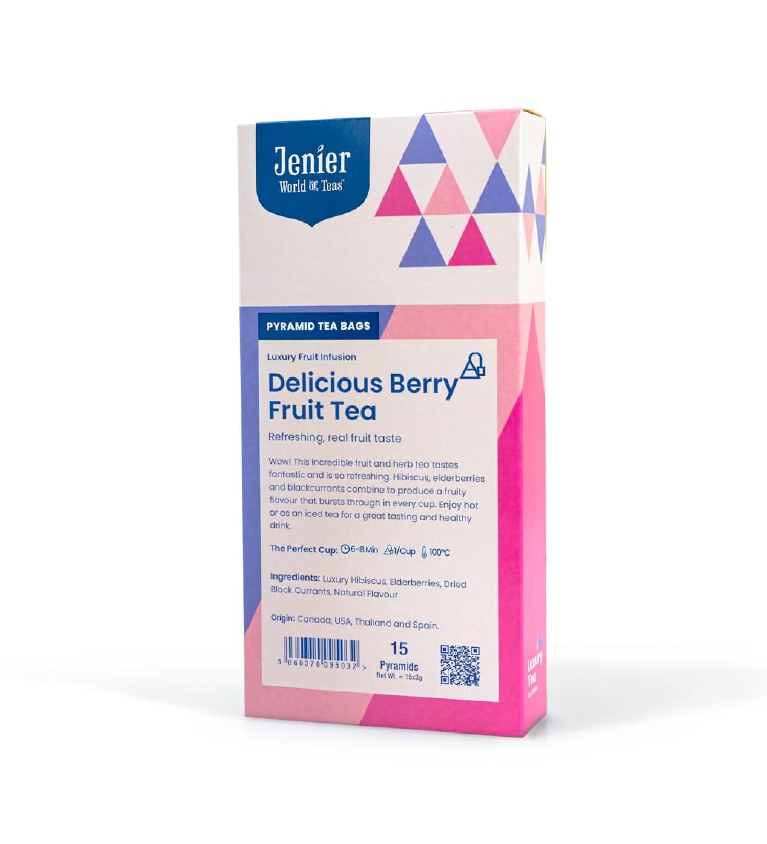 Delicious Berry Fruit Tea - 15 Biodegradable Pyramid Tea Bags