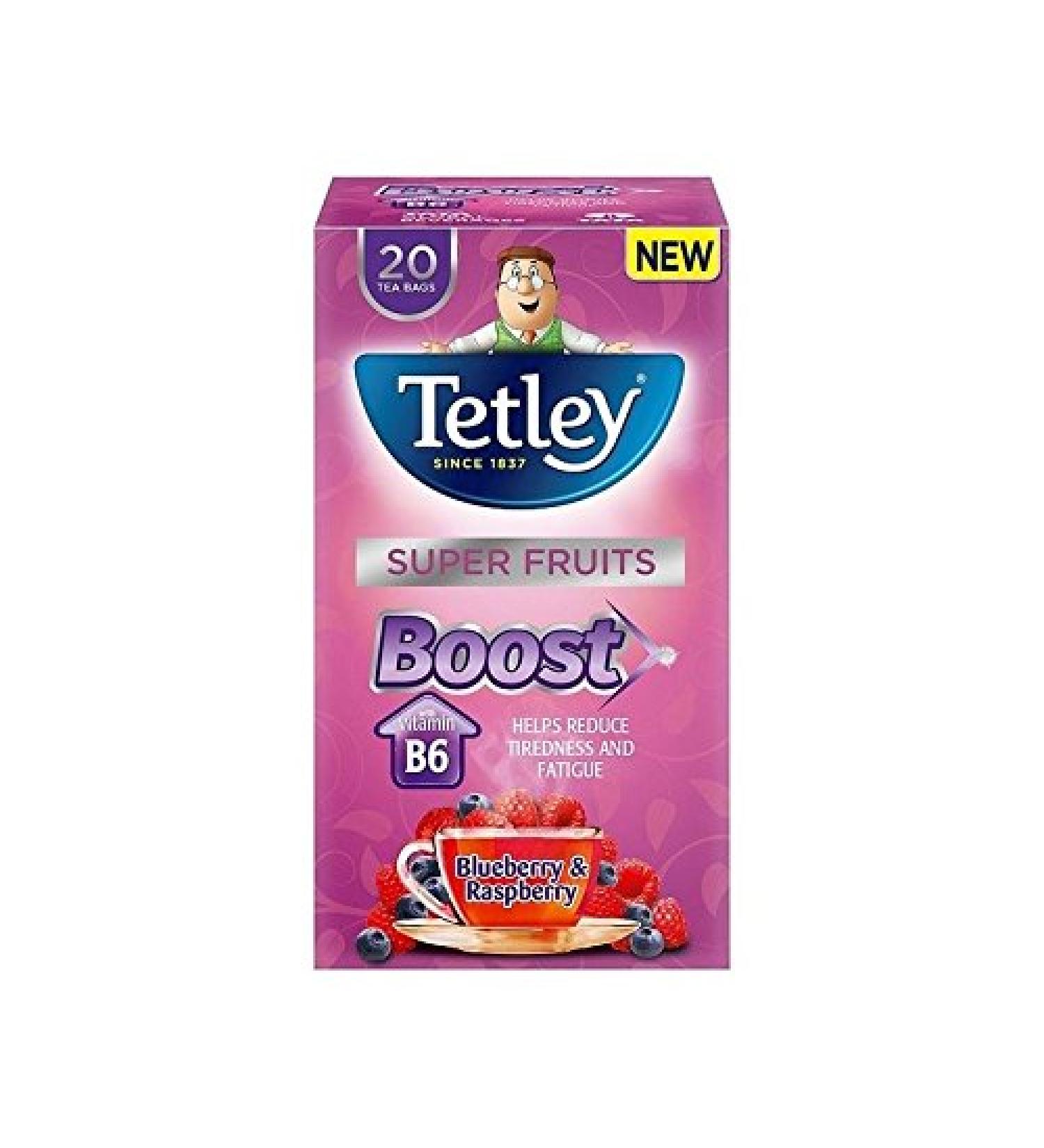 Tetley Tetley Super Fruit Tea Boost Pack of 6 Blueberry and Raspberry Tea Bags