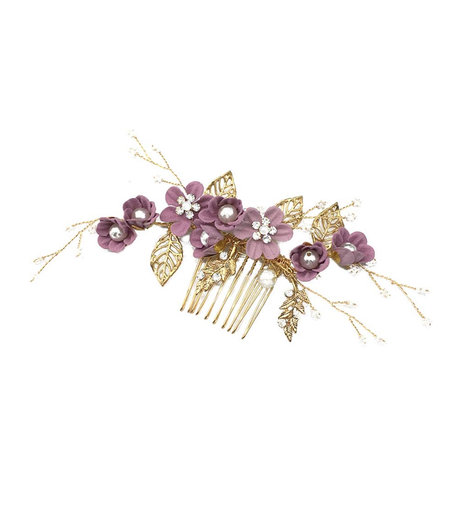 Stunning Purple Rhinestone Wedding Hair Comb - Crystal Bridal Headpiece & Accessories - Buy Online on GoSupps.com