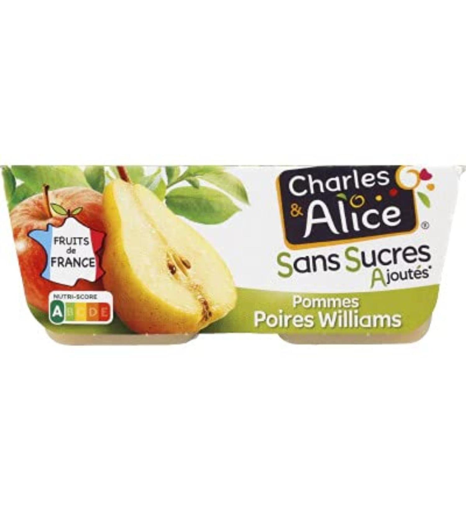 Charles & Alice Fruity desserts Williams apples and pears, no added sugar - 4 pots of 100g