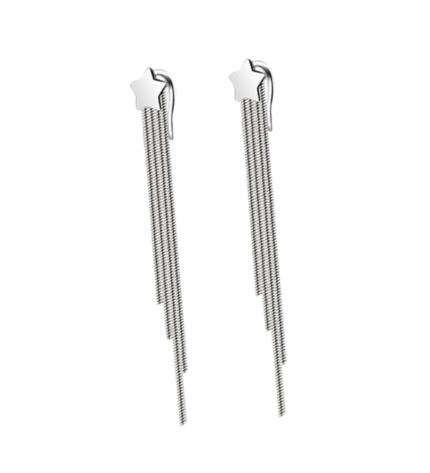CALLARON 2pcs Stud Earrings Tassel Earrings Women Earrings Drop Earrings Star Earring Studs Earrings for Women Accessories Hanging Miss Medium Silver - Buy Online on GoSupps.com