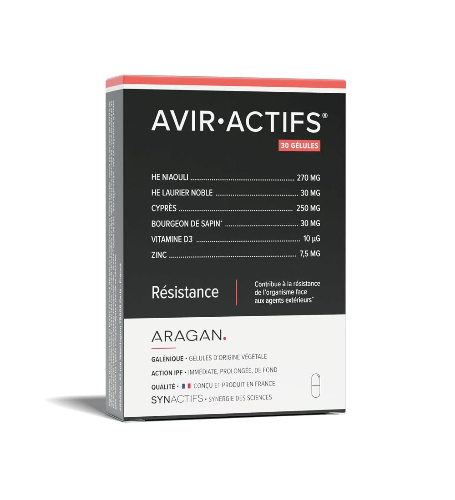 ARAGAN - Synactives - Aviractives - Immunity & Resistance Dietary Supplement - Zinc Vitamin D3 Laurel Fir Bud - 30 capsules - 15 days to 1 month taken - Made in France - Buy Online on GoSupps.com