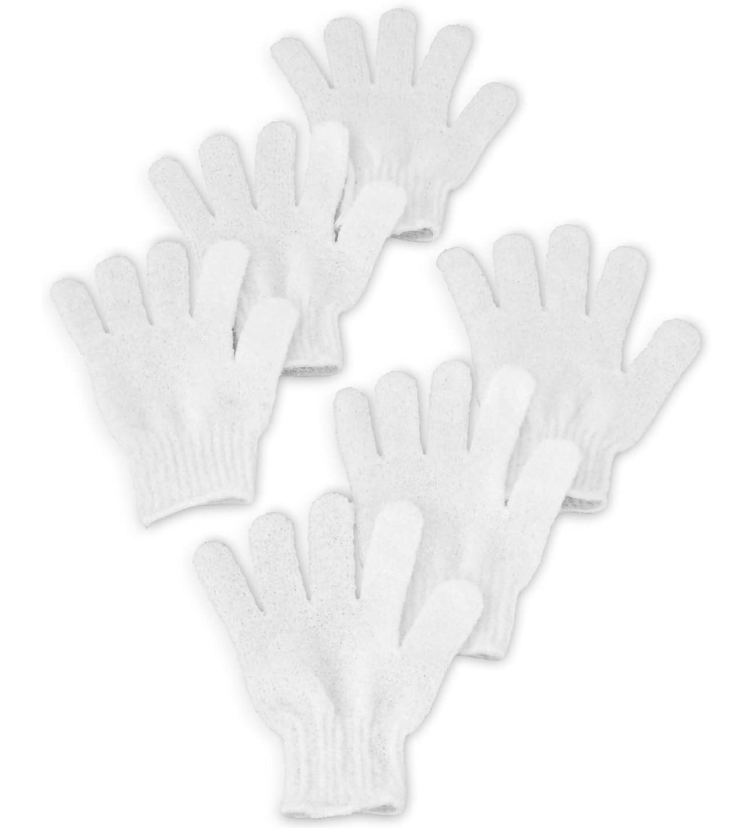 Exfoliating Bath and Shower Gloves for Smooth Skin | Deep Body Scrub & Massage | Removes Dead Skin | Reusable - 3 Pairs (6 Gloves) White - Buy Online on GoSupps.com