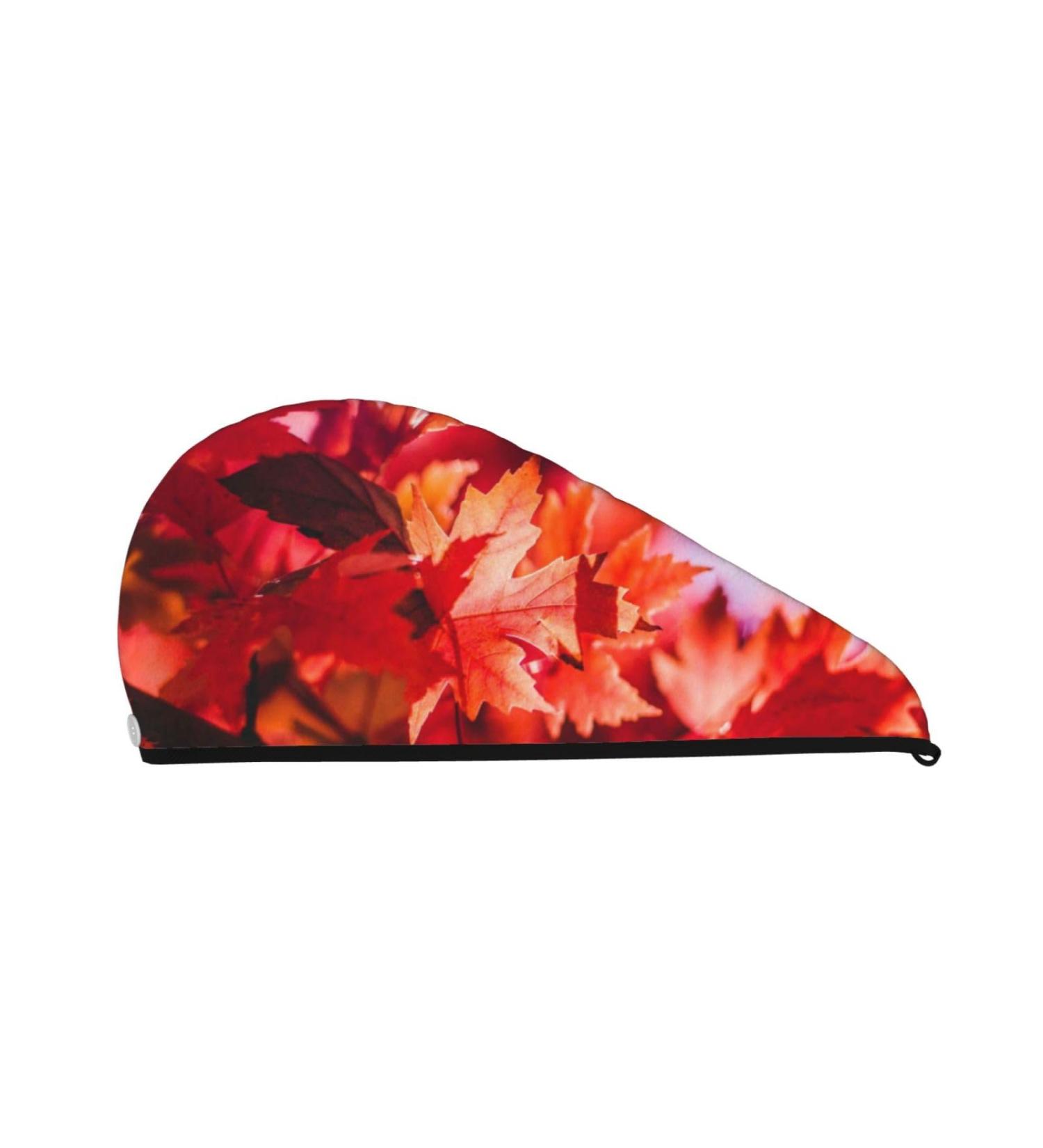 Autumn Maple Leaves Microfiber Hair Towel - Super Absorbent Coral Velvet Wrap for Long Curly & Thick Hair - Quick Dry for Women - Buy Online on GoSupps.com