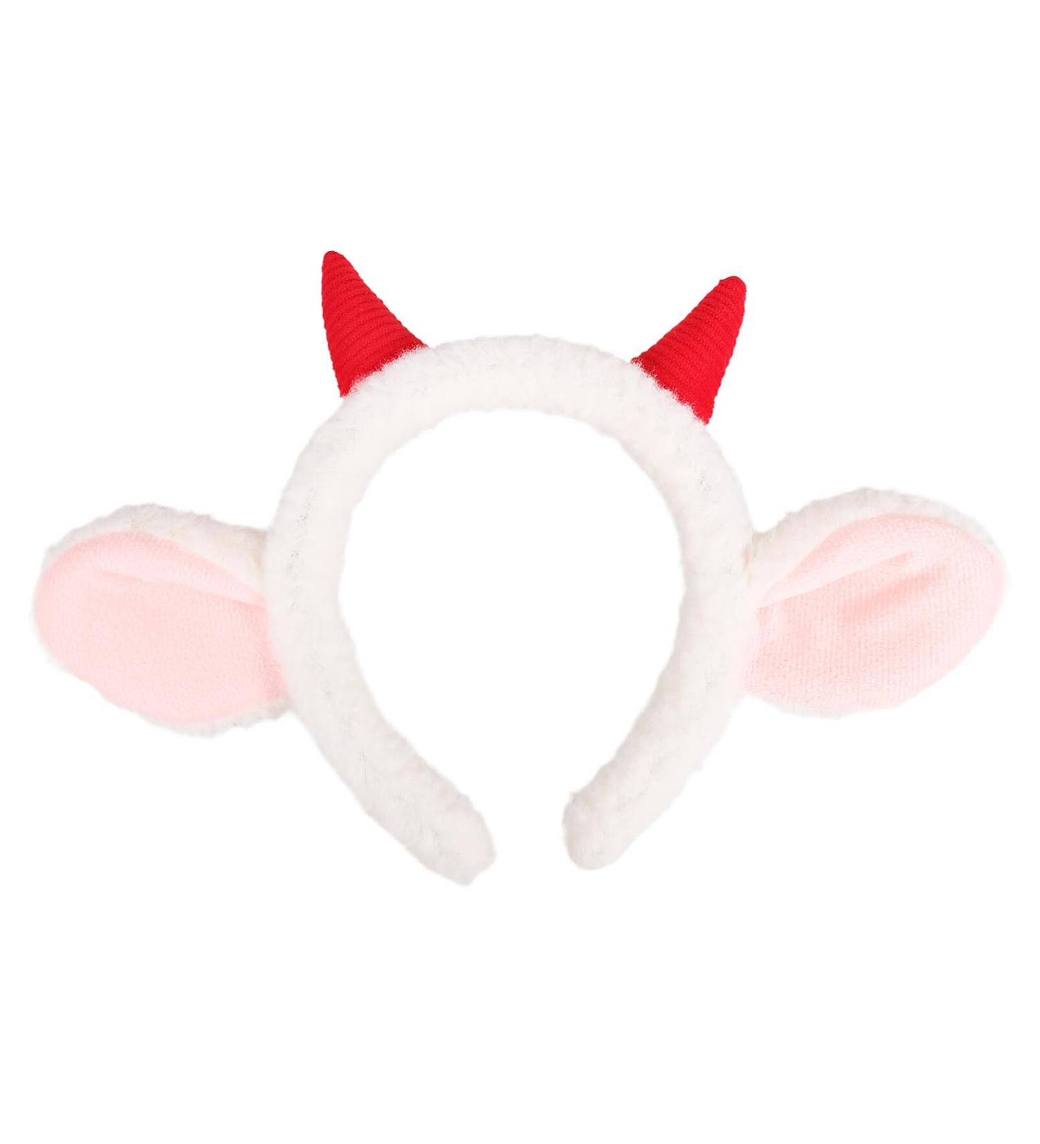 Beavorty Sheep Headband with Sheep Horns And Ears Cute Lamb Hair Hoop Cosplay Hairband Animal Sheep Halloween Party Costume Accessories Red - Buy Online on GoSupps.com