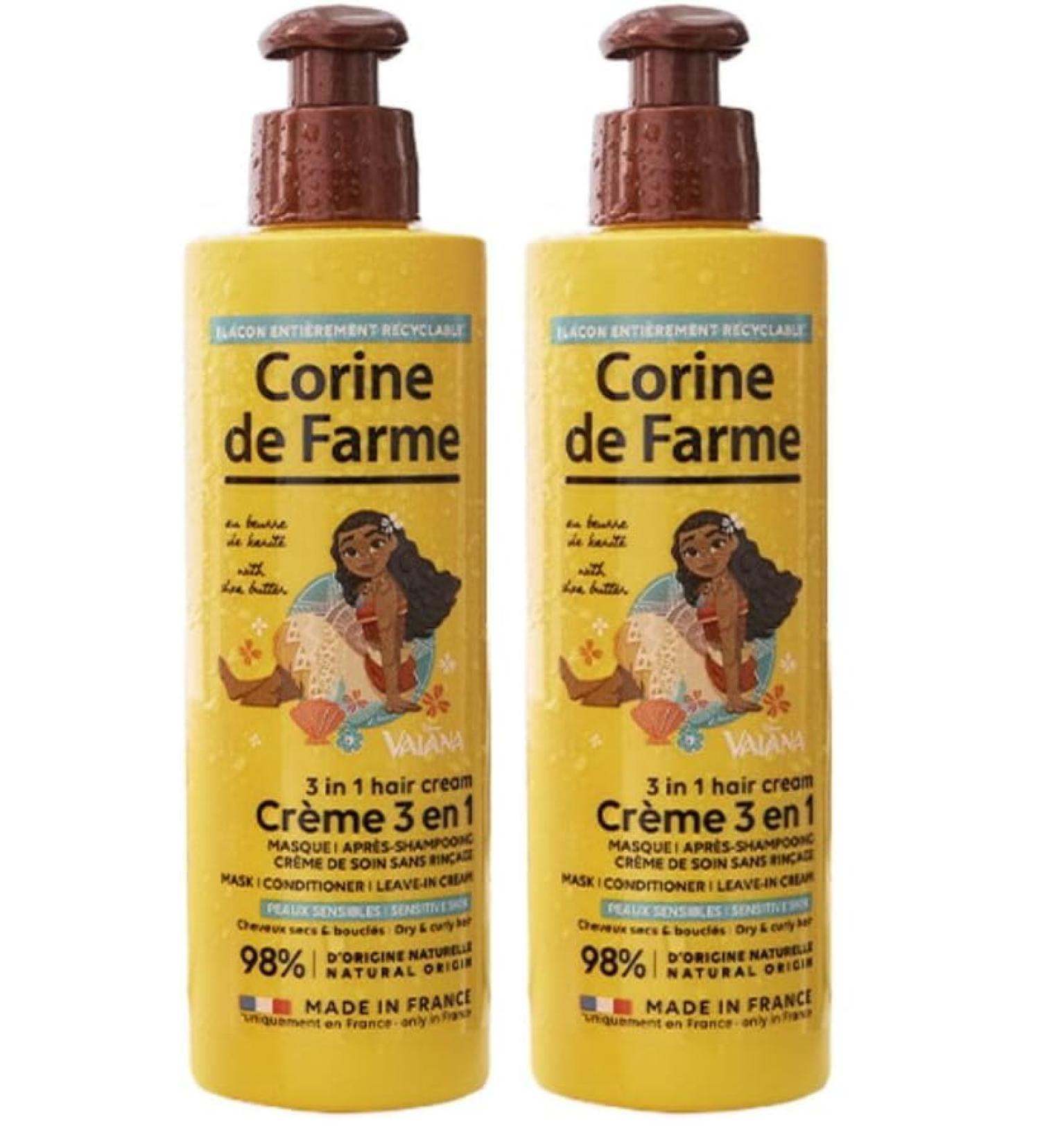 Corine de Farme - Cr me de Soin Cheveux 3 en 1 au Beurre de Karit Vaiana Princesse Disney - Pour Enfant d s 3 Ans - Fabriqu e en France - 200 ml (Lot de 2)