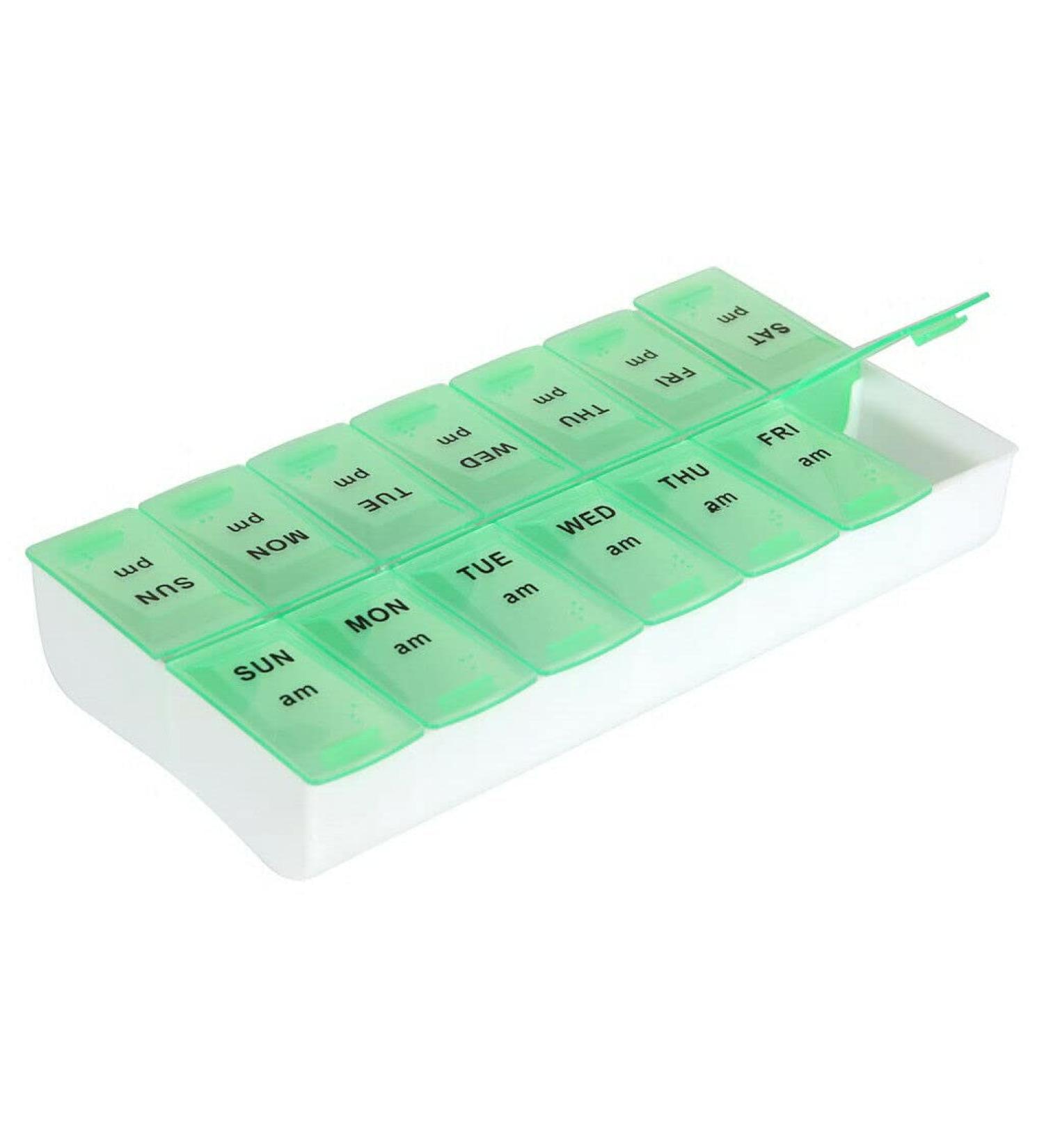 7 Day Pill Organizer AM and PM (Green)