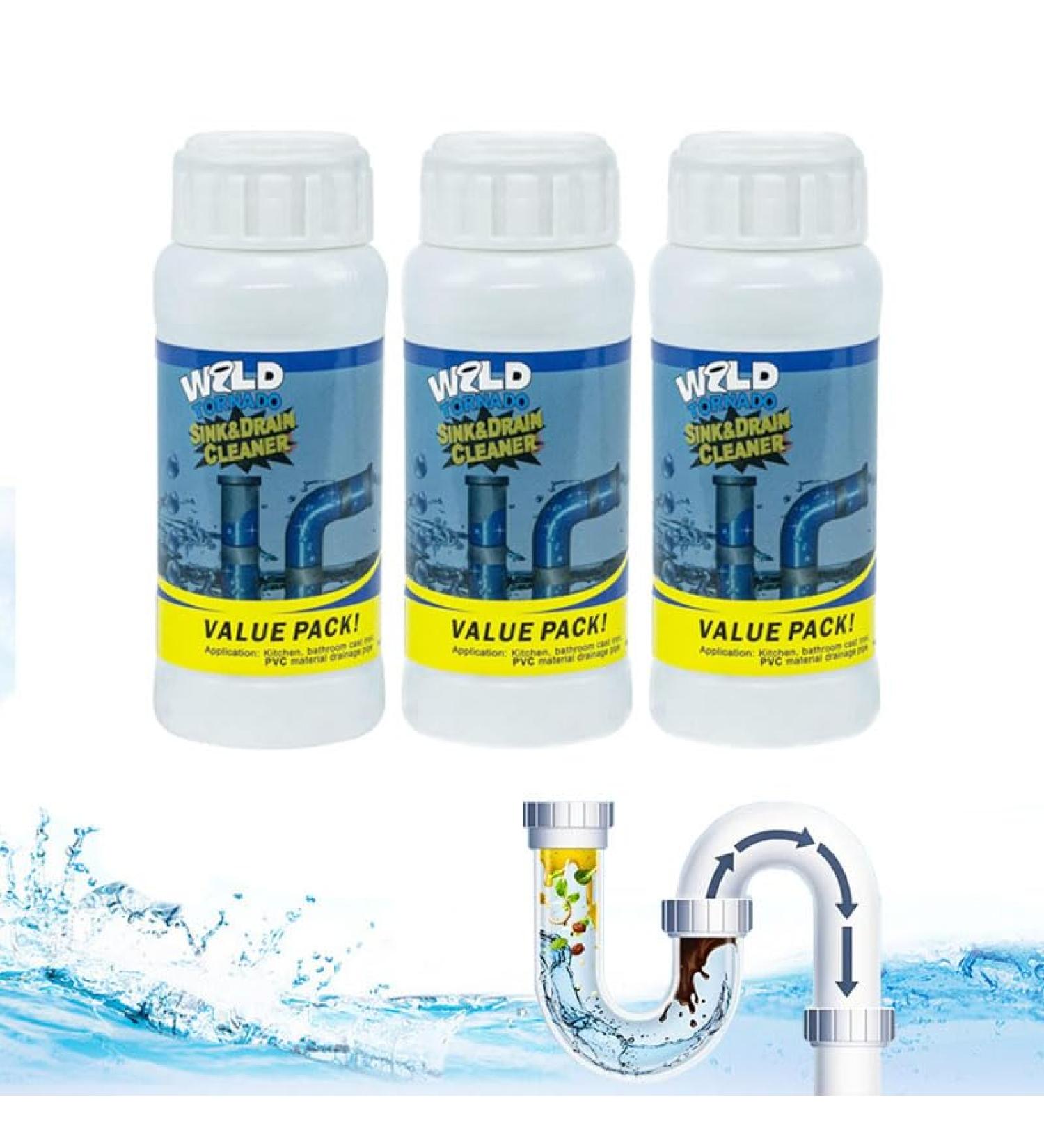 Wild Tornado Drain Cleaner - Powerful Deodorizing Chemical Powder for Pipes & Toilets (3pcs) - International Shipping Available - Buy Online on GoSupps.com