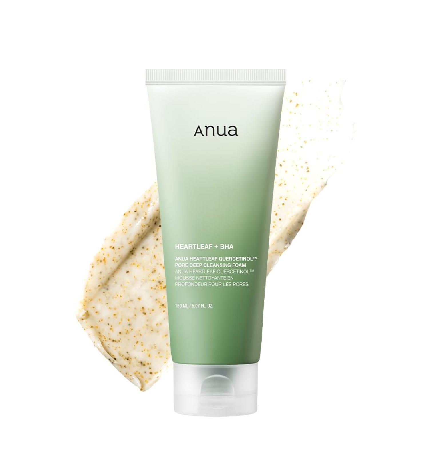 ANUA Heartleaf Quercetinol Pore Deep Cleansing Foam Korean Facial Cleanser BHA Hyaluronic Acid & Glycerin for Blackhead Removal (150ml/5.07 fl.oz.) - International Shipping Available - Buy Online on GoSupps.com