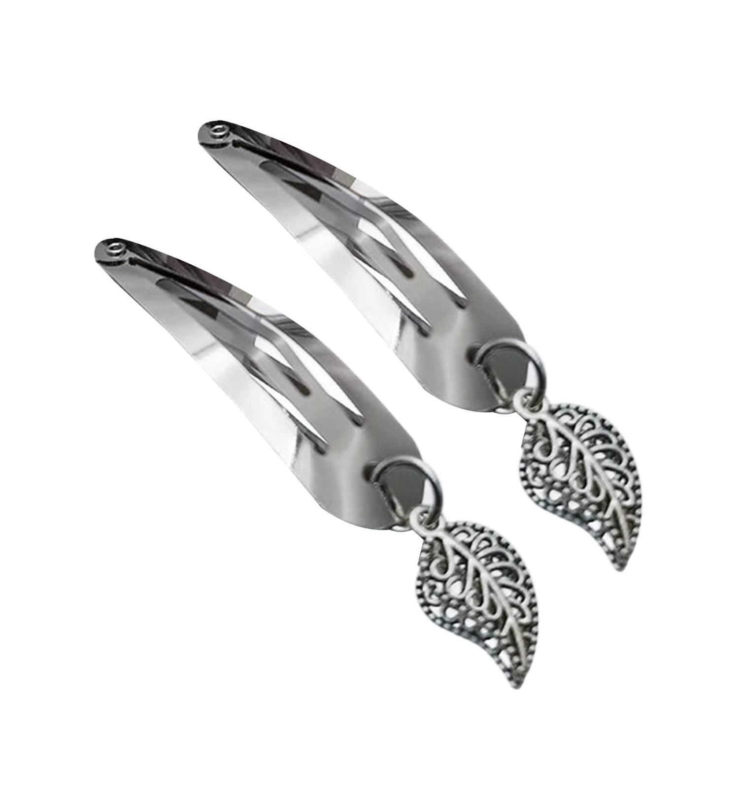 Silver Leaf Clip Hairpin Y2K Cute Barrette Heart Hair Clip Fashion Hairpin Headwear Girl Hair Accessoires Metal Bangs Clip Hairpin Hair Accessories Clip - Buy Online on GoSupps.com