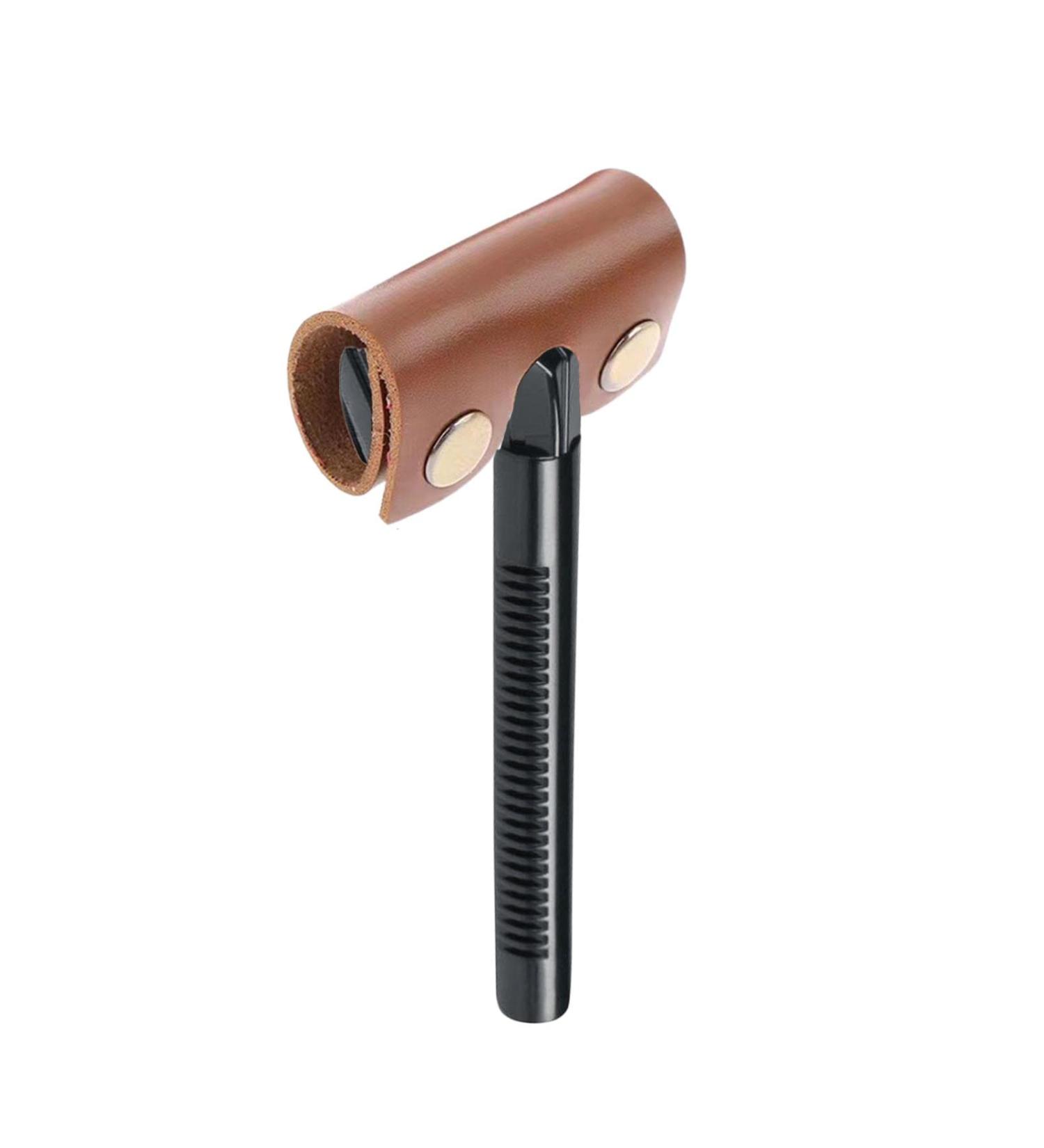 PU Leather Razor Protective Cover - Portable & Durable Knife Protection with Safe Button Lock | Travel Essential | 85 x Duhe189014 Brown - Buy Online on GoSupps.com