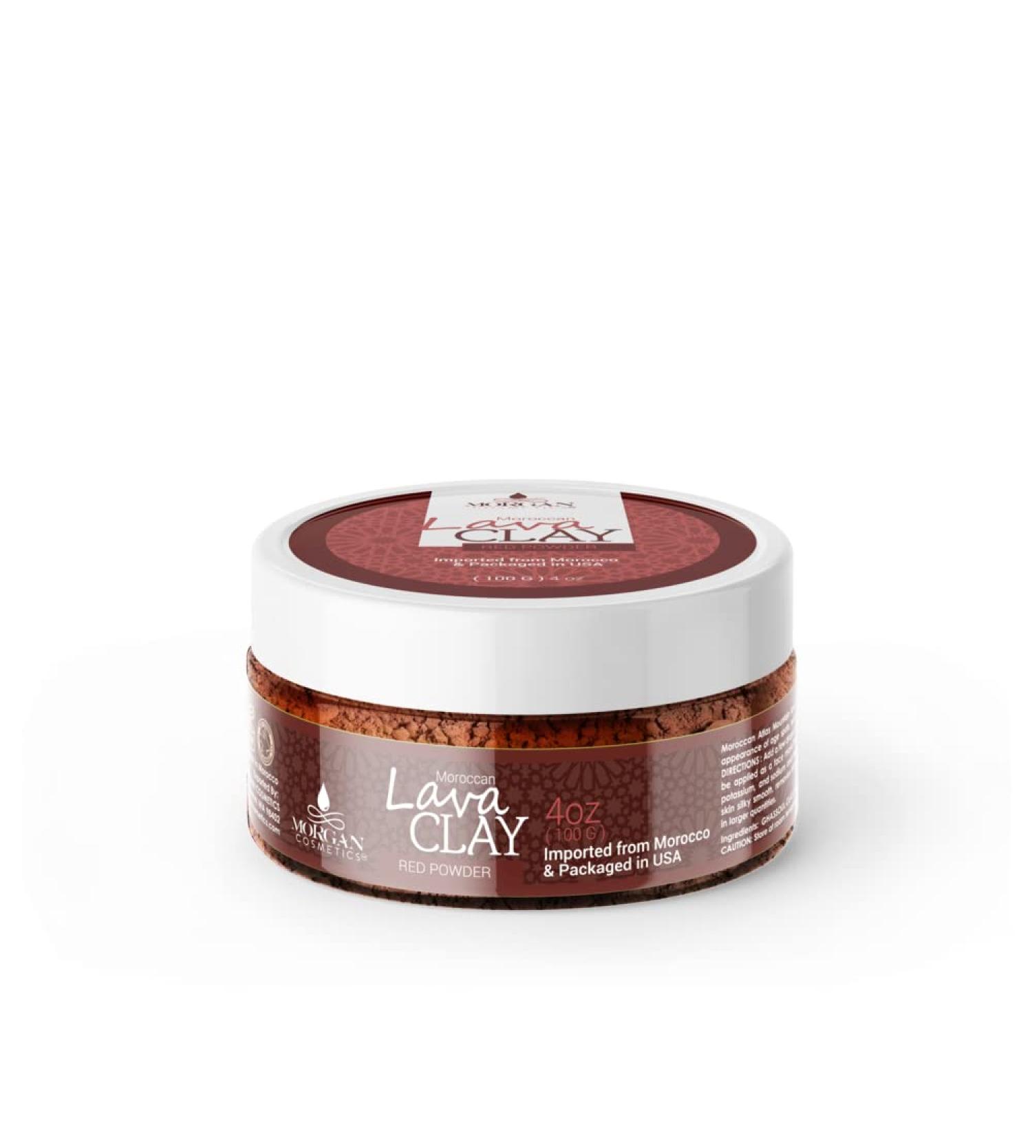 Morgan Cosmetics Moroccan Red Clay Powder | Organic Clay Mask for Acne & Silky Smooth Skin | 4 Oz (100g - Buy Online on GoSupps.com