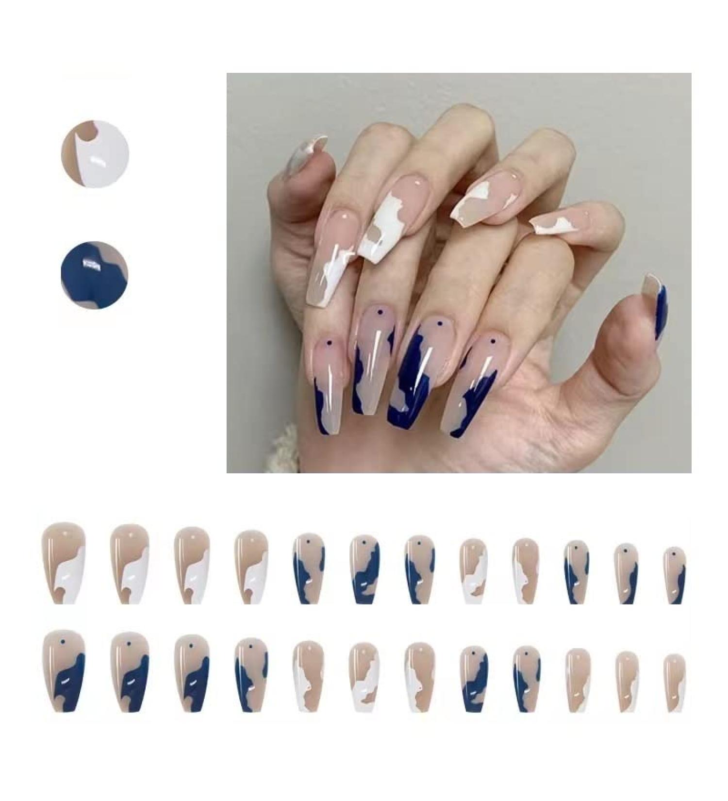 24 Pieces Charming Short Ballet Wearable Fake Nail Press Square Head Full Cover Removable Fake Nail Art Decor (Color : Style 18) - Buy Online on GoSupps.com