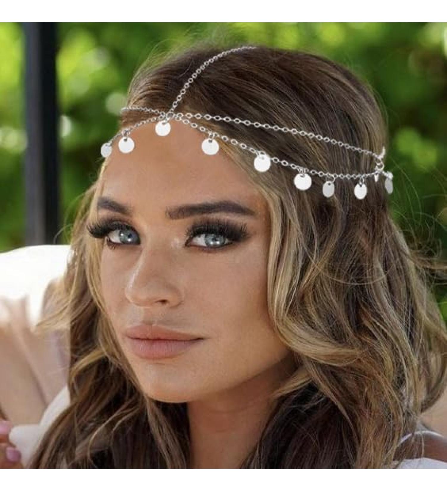 Fashband Sequins Head Chain Silver Tassel Hair Chain Festival Costume Hair Accessories for Women - Buy Online on GoSupps.com