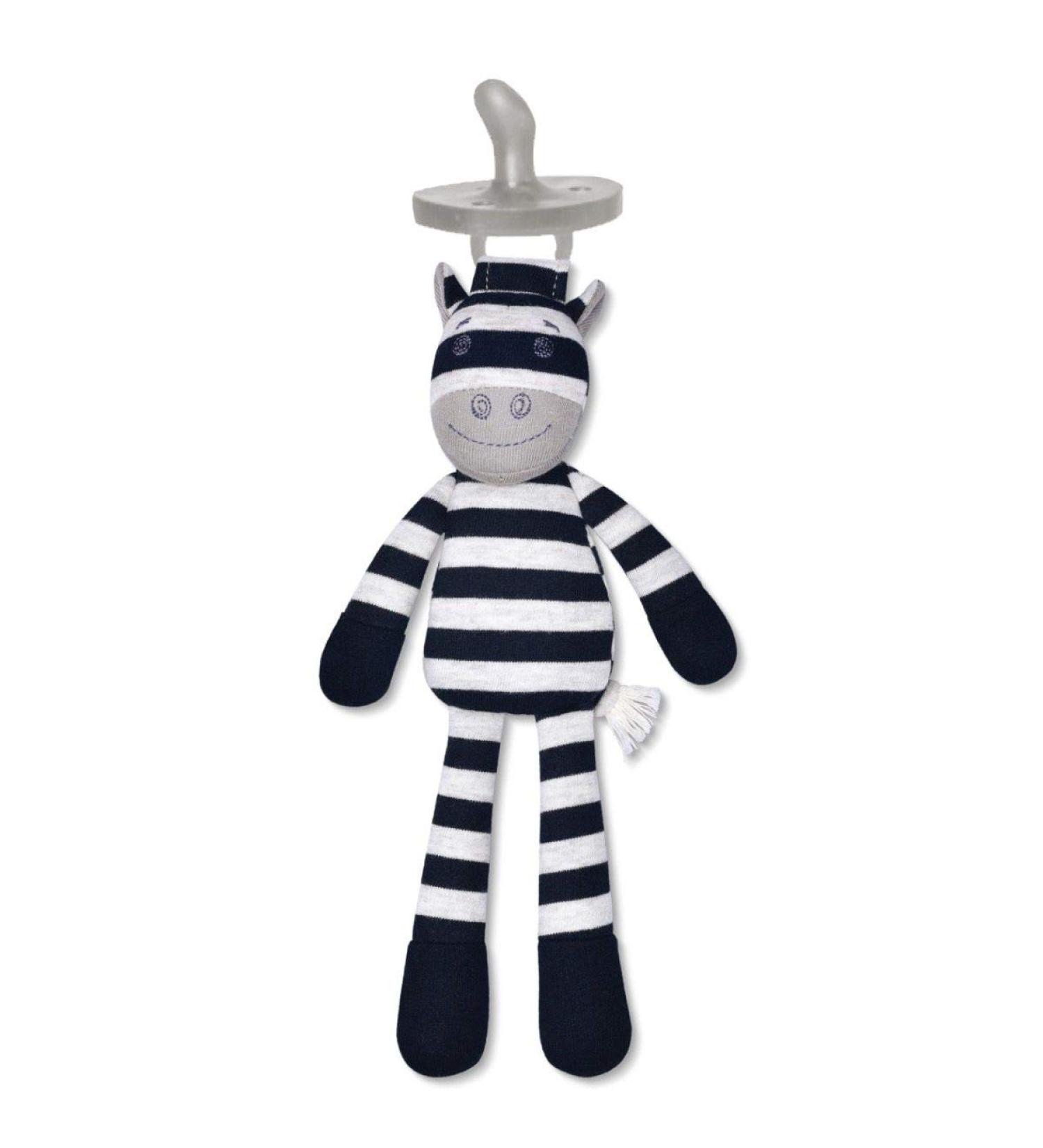 Apple Park Organic Farm Buddies - Ziggy Zebra Pacifier Buddy  Baby Toy for Newborns and Infants - Hypoallergenic  100% Cotton