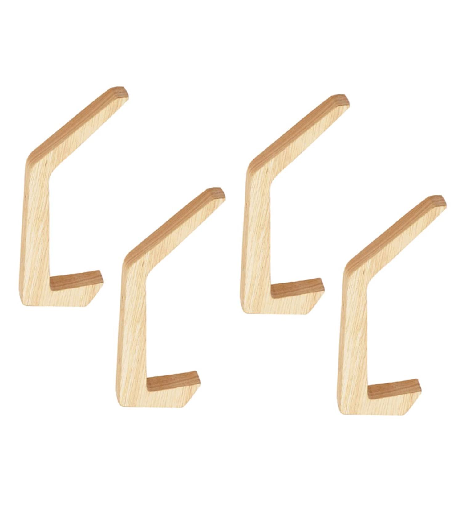 Alipis 4pcs Rubber Wood Hook Wall Hook Storage Hanger Hanging Hook Household Products Japanese-Style - Buy Online on GoSupps.com