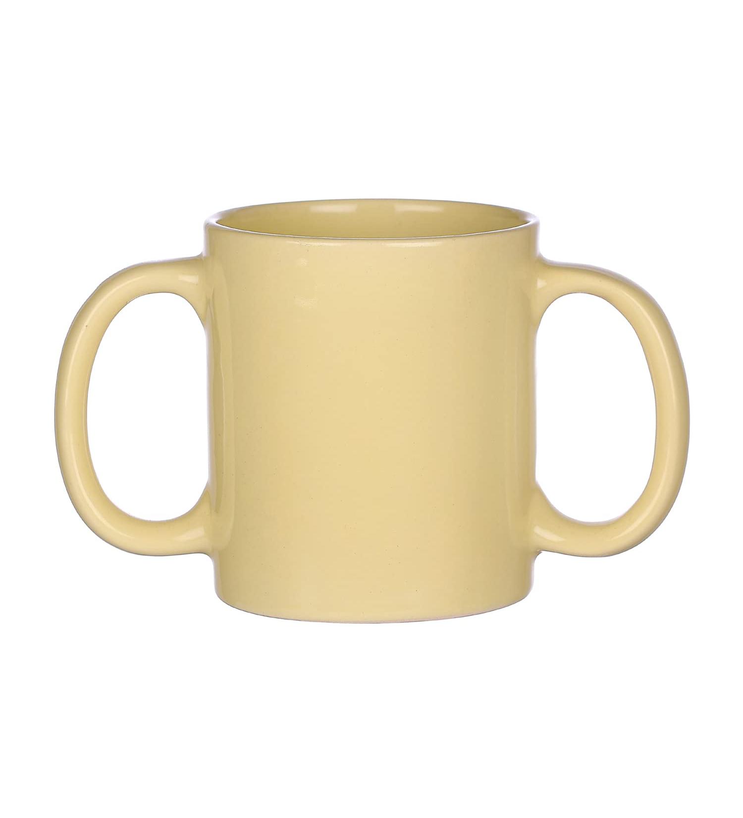 Dual Handle Mug for Tremors Relief | Microwave Safe 11.83 US Fl. Oz. (350 Ml) BPA-Free | Light Lemon Color - Buy Online on GoSupps.com