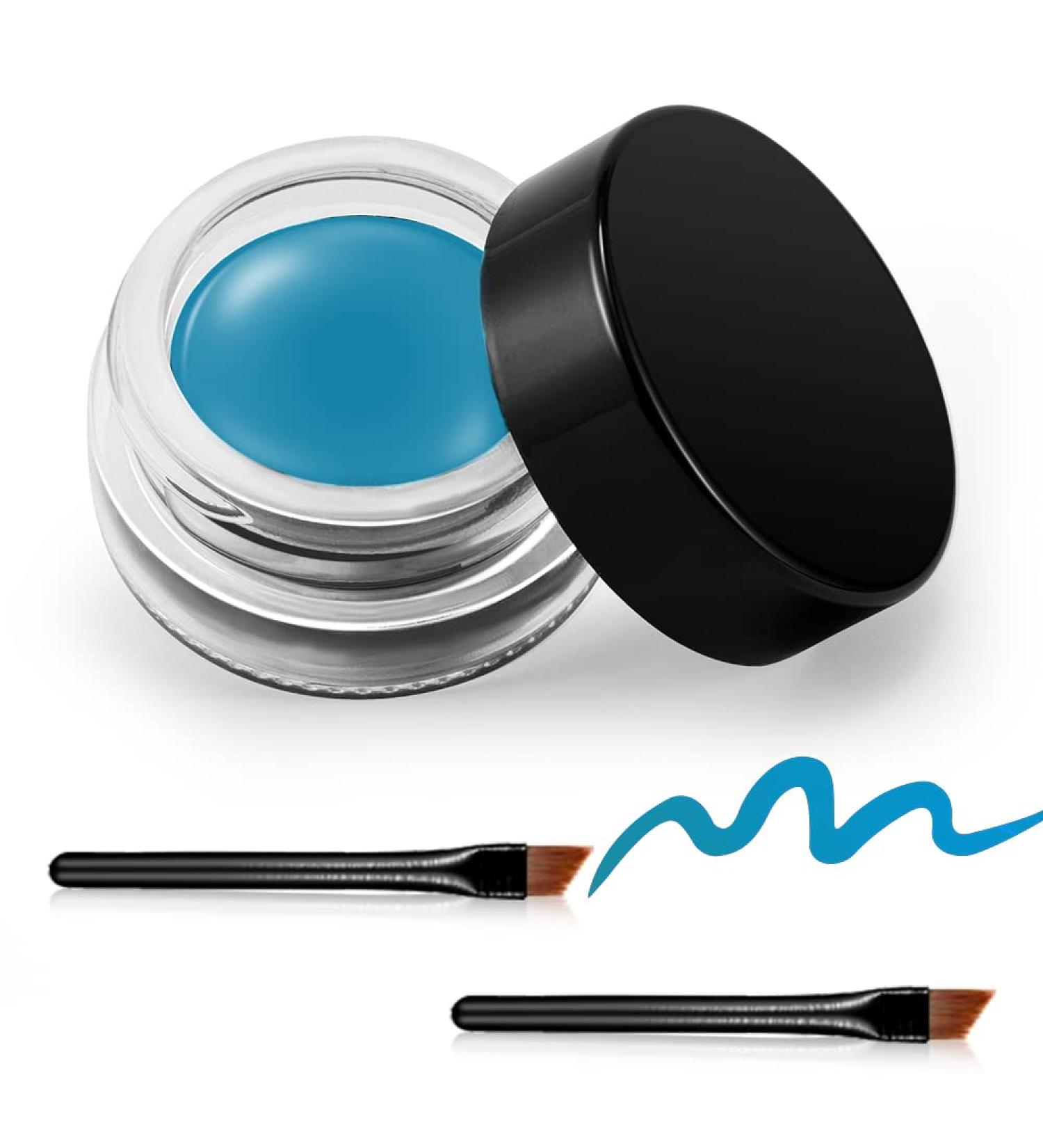 Erinde Gel Eyeliner - Waterproof & Long Lasting Cream Gel, High-Intensity Pigments - Smudge-Proof Eye Makeup in Water Blue - Includes 2 Eyeliner Brushes - Buy Online on GoSupps.com