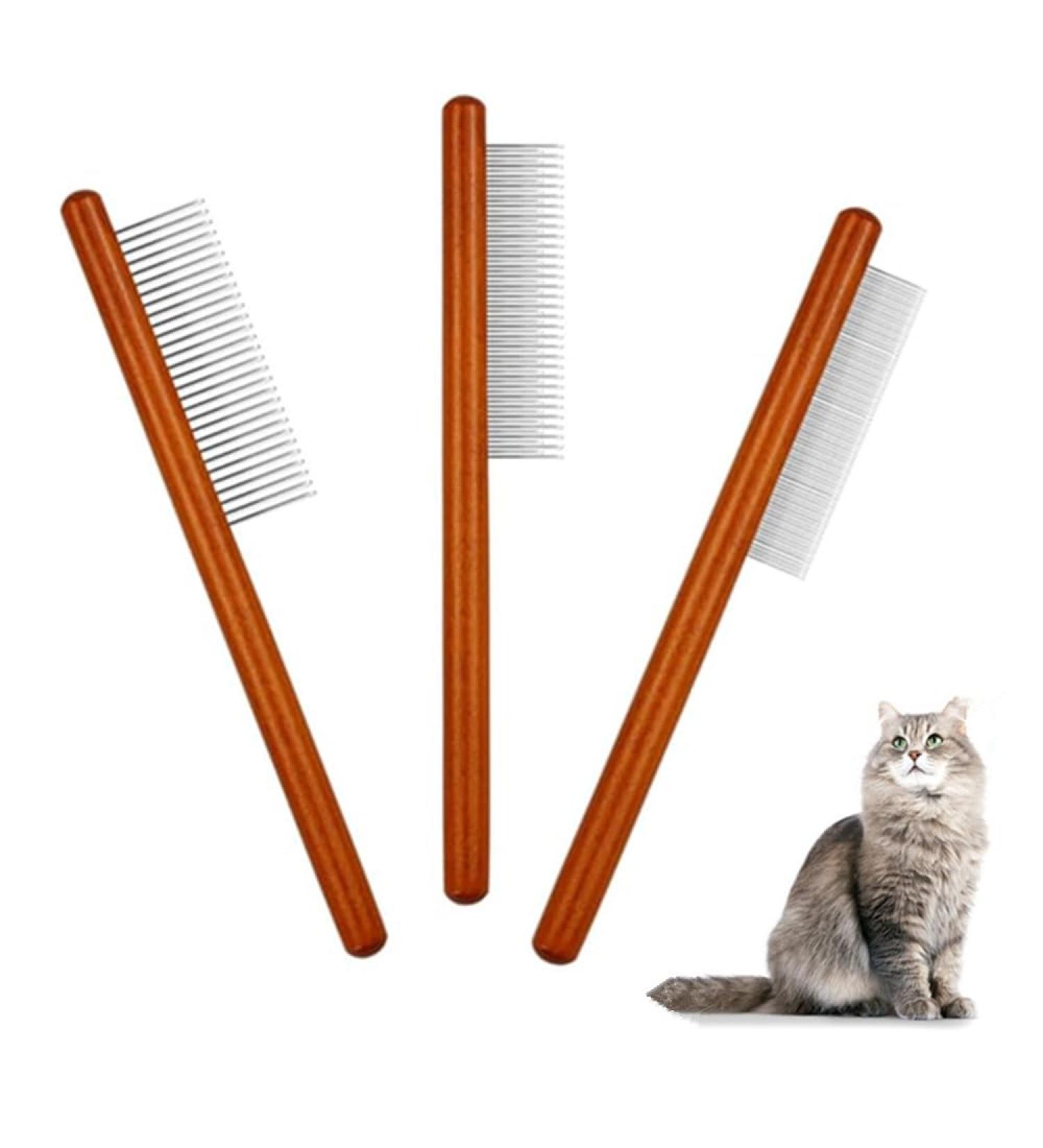 Cat Brush 3 Pcs Solid Wood Pet Comb Grooming Tool Dog Flea Comb Pet Combs Suitable for Cats Dogs Rabbits and Other Pets Grooming Long Hair Hair Cleaning and Flea Cleaning - Buy Online on GoSupps.com