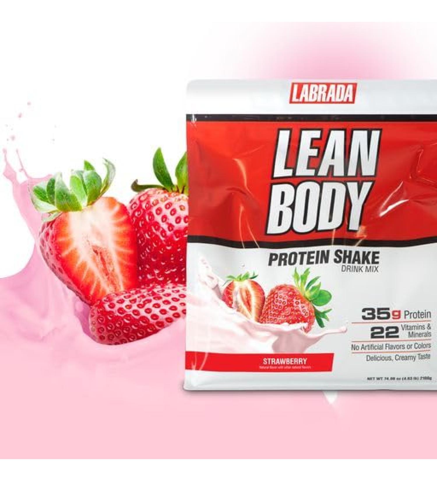 Lean Body All-in-One Strawberry Protein Shake. 35g Protein Whey Blend 7g Healthy Fats & Fiber 22 Vitamins and Minerals No Artificial Colors Gluten Free (4.6lb) Packaging May Vary - Buy Online on GoSupps.com