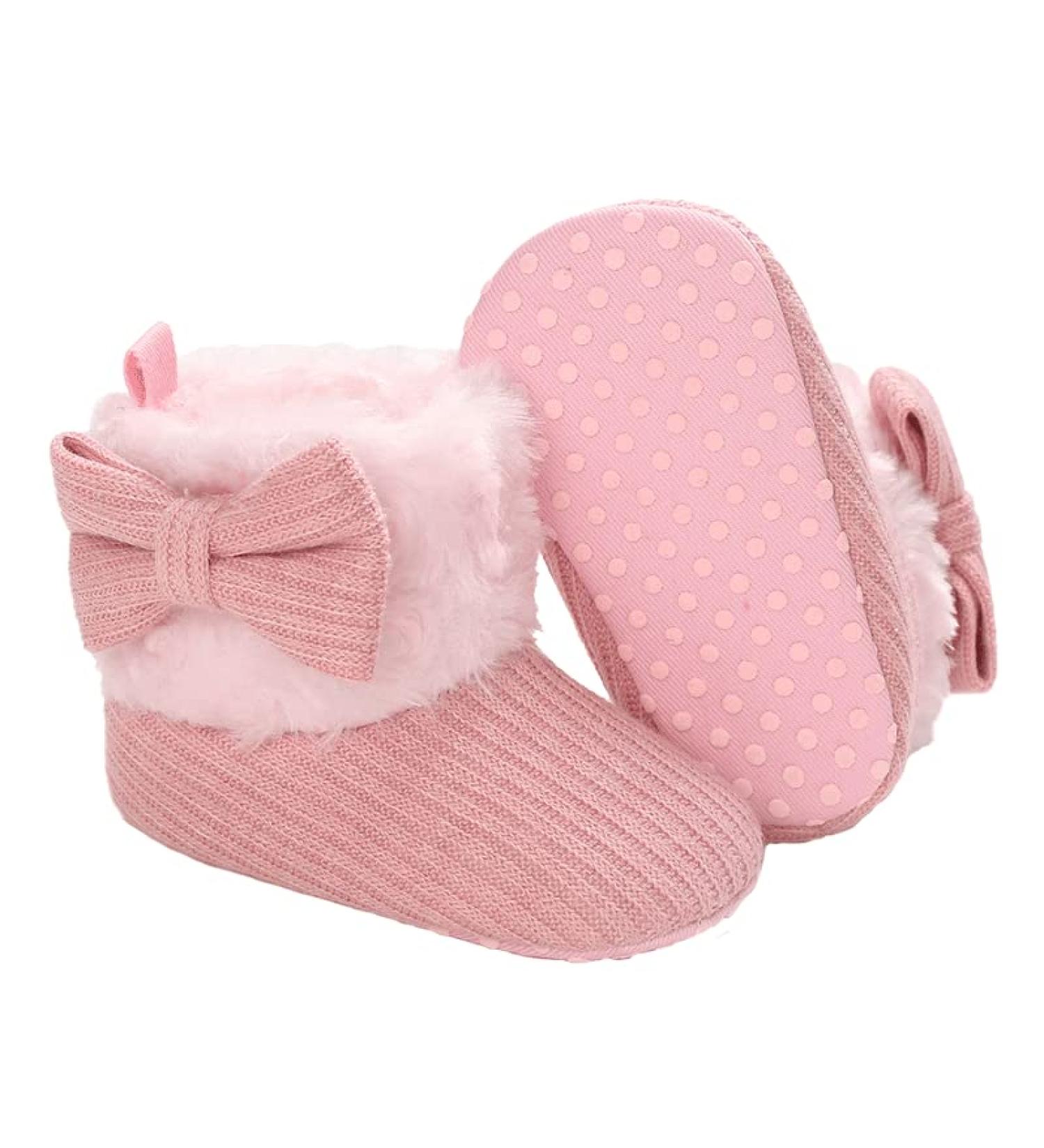 Spring Baby Winter Warm Fleece Booties | Non-Slip Soft Sole Shoes for Newborn | Adjustable Crawling Prewalker Boots for Girls Boys Toddler 0-18 Months - Buy Online on GoSupps.com