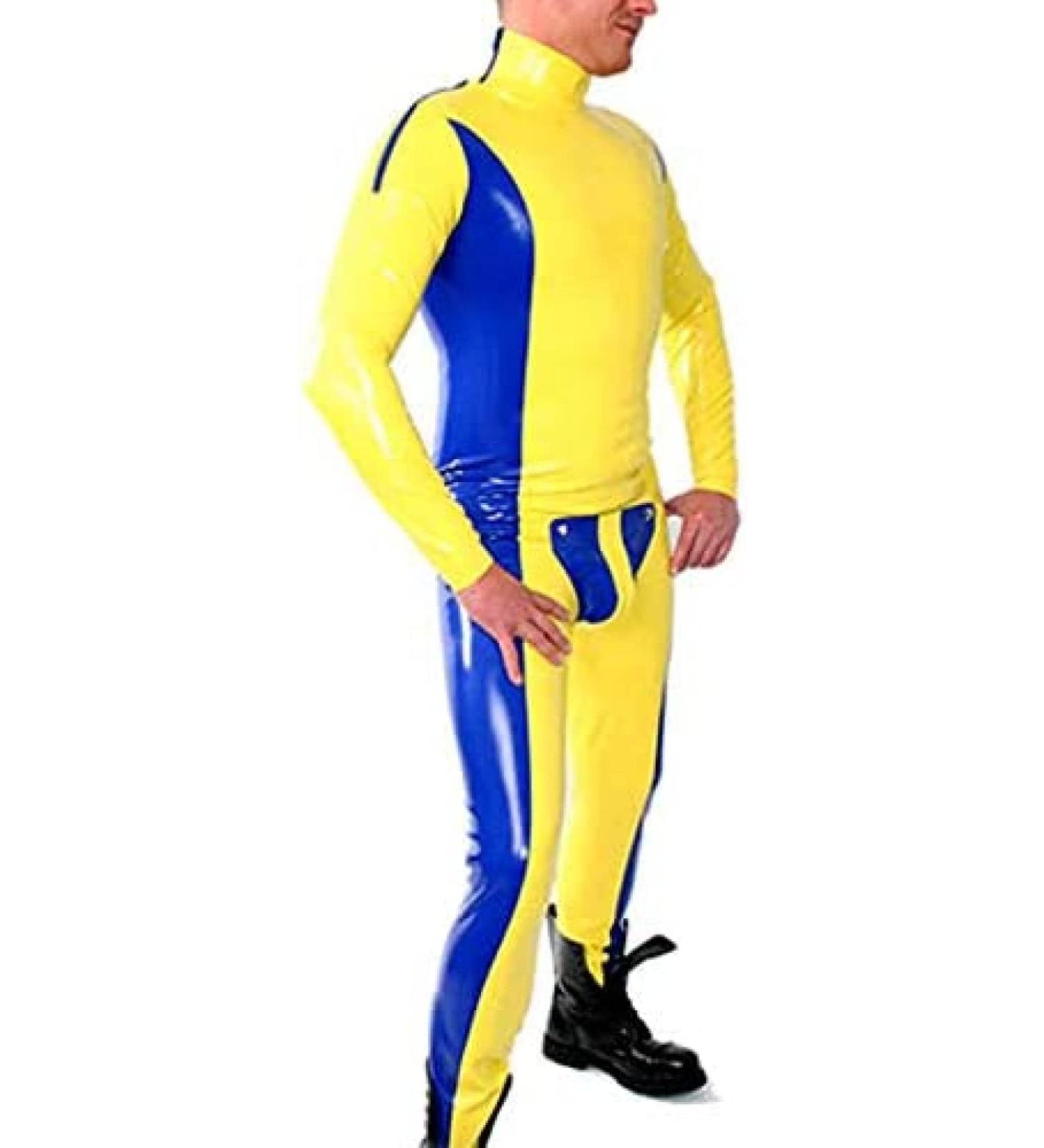 Buy Patchwork Latex Rubber Tights for Men - 0.8mm Thick Body White Small | International Shipping Available - Buy Online on GoSupps.com