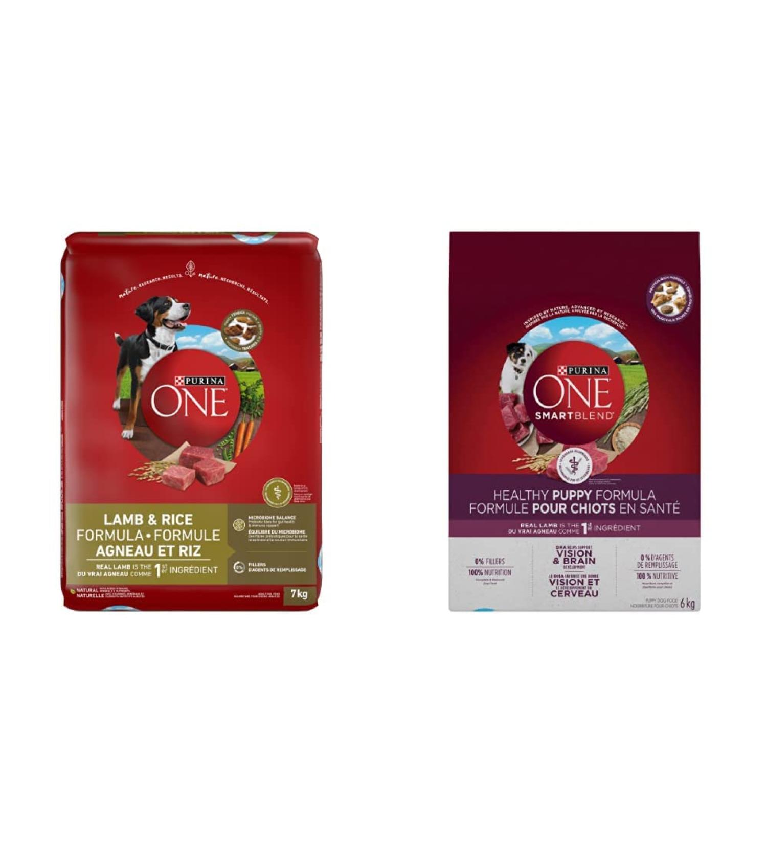 Purina ONE Smartblend Natural Dry Dog Food - Lamb & Rice 7 kg + Puppy Food 6 kg