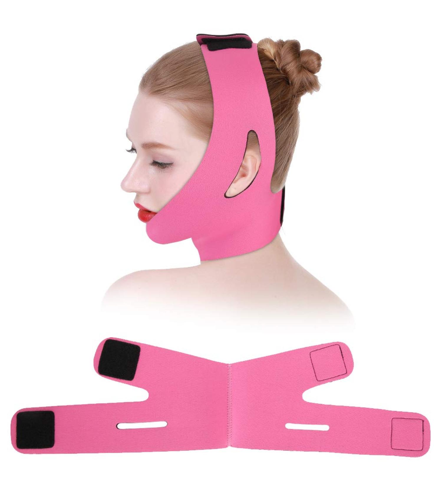 Face Slimming Belt Bandage for Women - Double Chin Skin Strap for Face-Lift - Pink | Ideal Gift - Buy Online on GoSupps.com