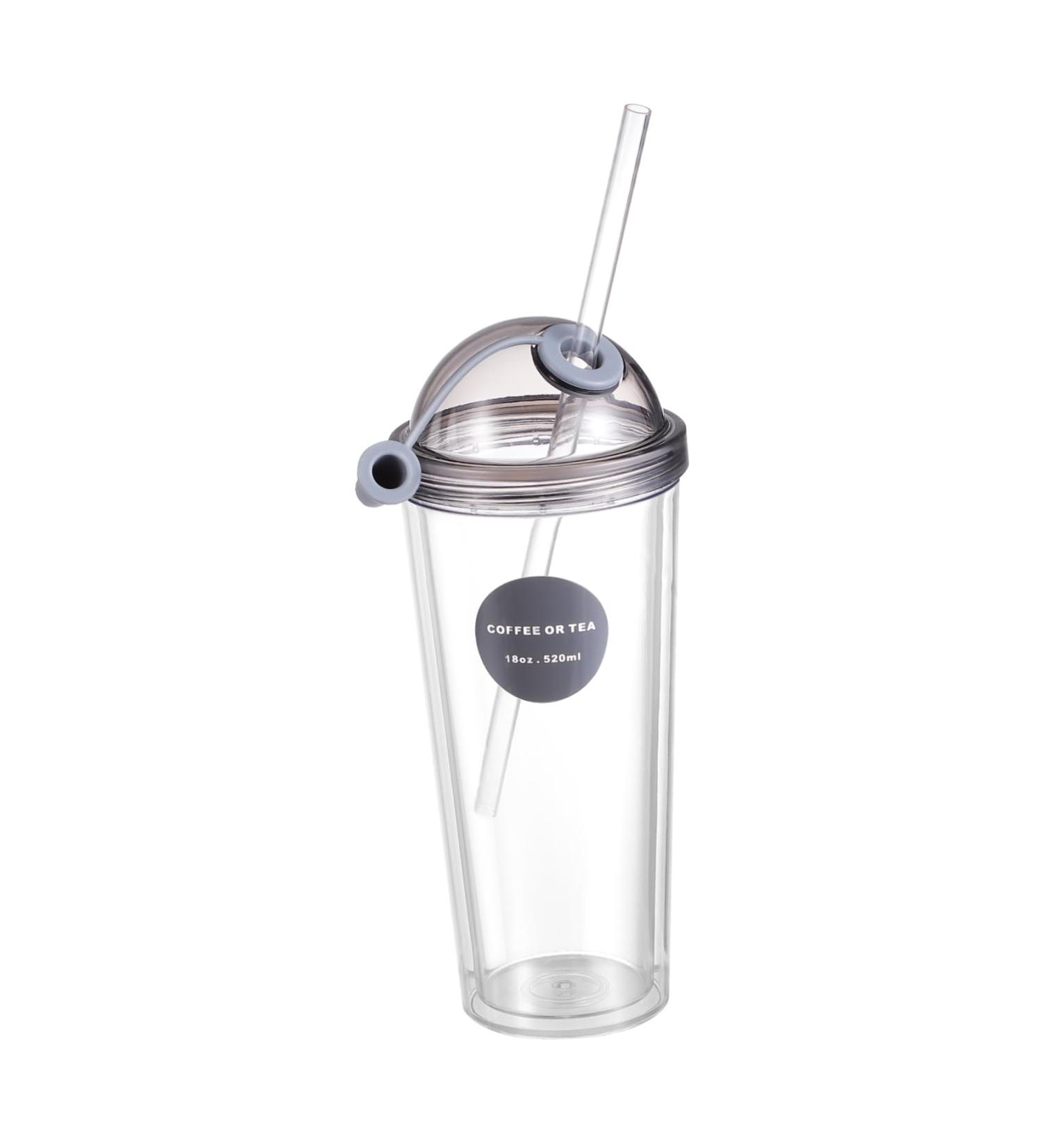 Zerodeko Cup Glass Coffee Drinking Sippy Milk Tea Water Double-Deck Double-Layer Practical Plastic Container 21.5 9cm As Shown - Buy Online on GoSupps.com