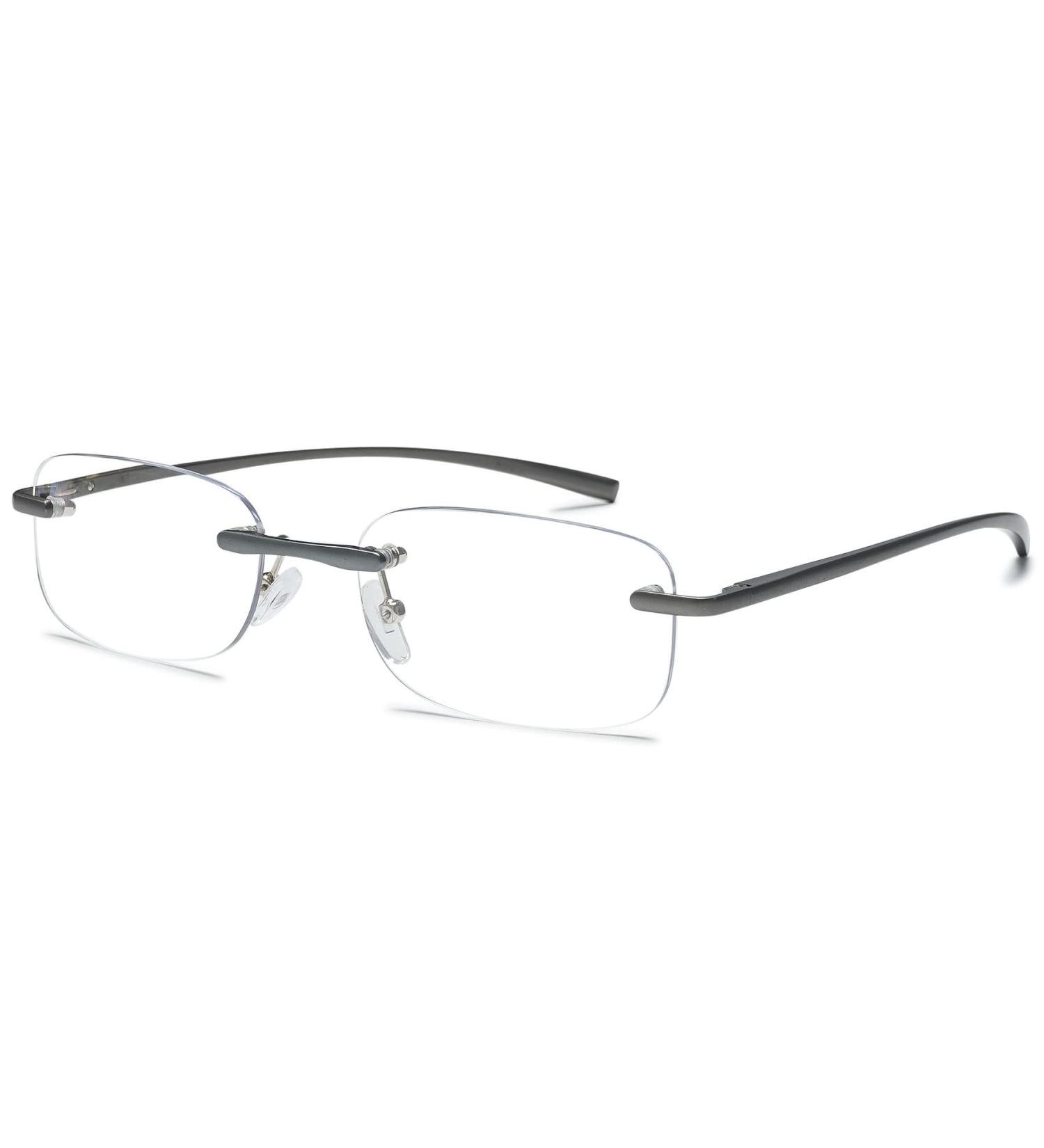 Buy Lanomi Frameless Reading Glasses for Men & Women | Blue Light Filter & Ultralight Design | Gray Rectangular Readers - 1.0 to 4.0 Diopters - Buy Online on GoSupps.com