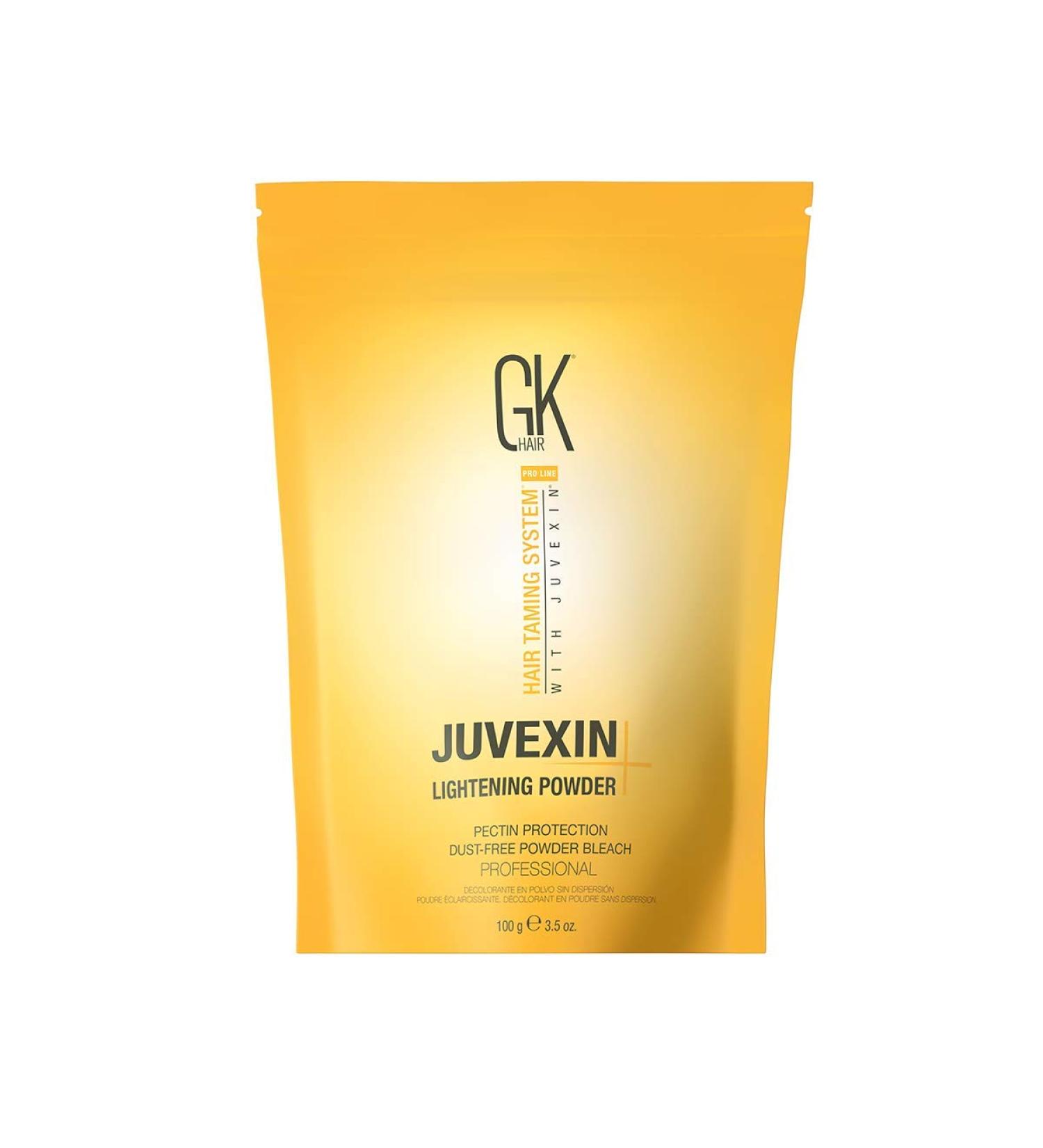 GK HAIR Global Keratin Juvexin Lightening Powder +9 Levels of Lift (3.5 Fl Oz/100g) Pectin Protection Dust Free Powder Bleach Fast Acting Blue Base Prevents Loss of Moisture Provide Ideal Viscosity